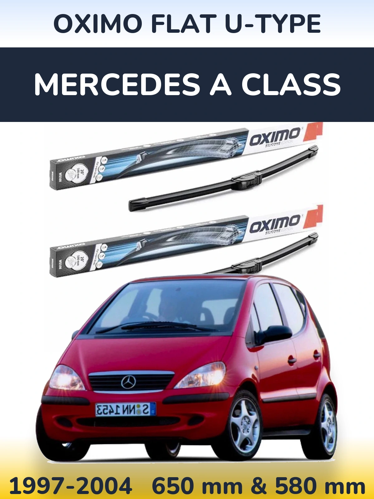 Комплект передних дворников Oximo Flat U-type 650 & 580 мм для Mercedes A Class 1997-2004