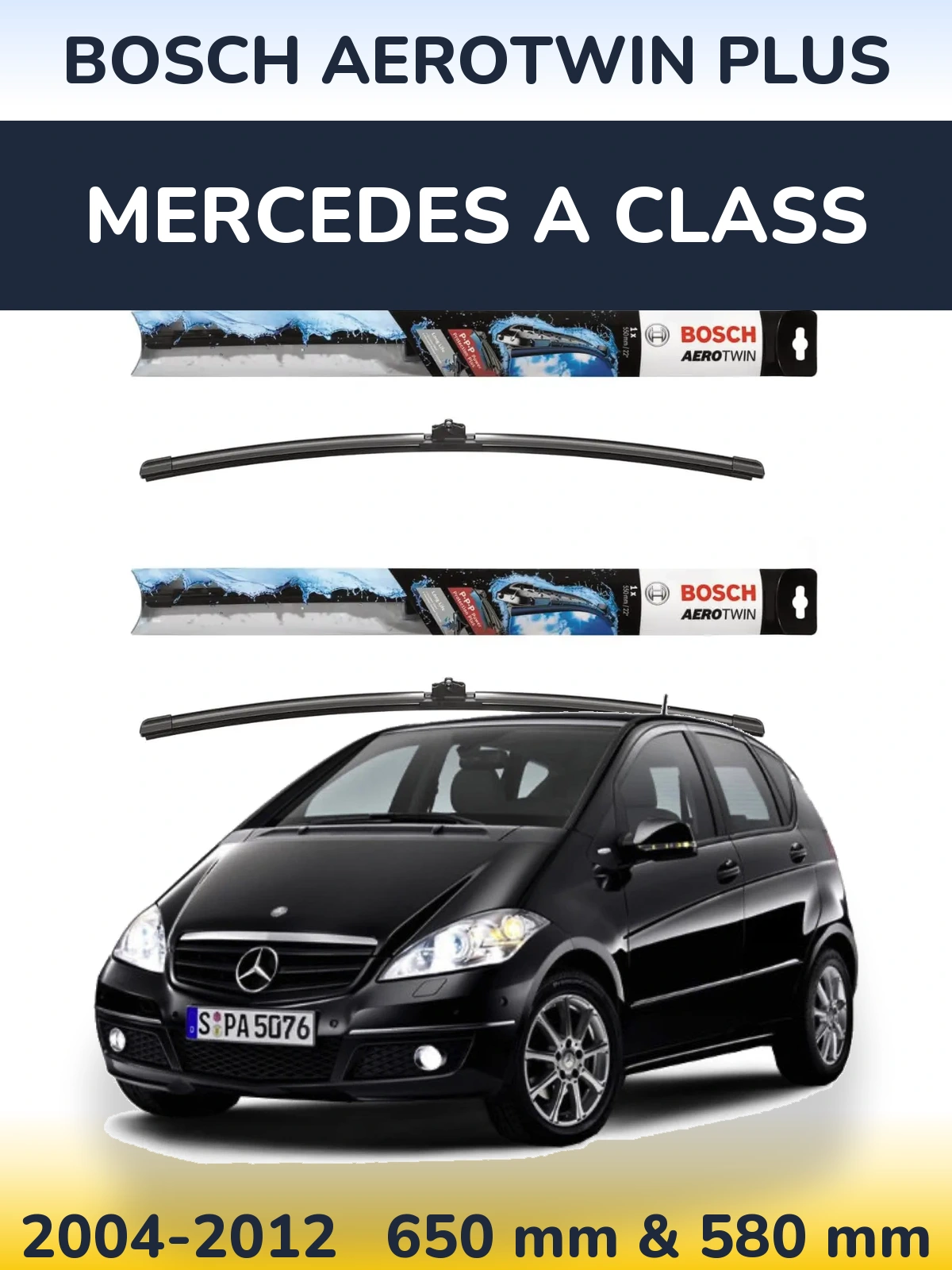 Komplet przednich wycieraczek BOSCH AeroTwin Plus 650 & 580 mm do Mercedes Klasa A 2004-2012