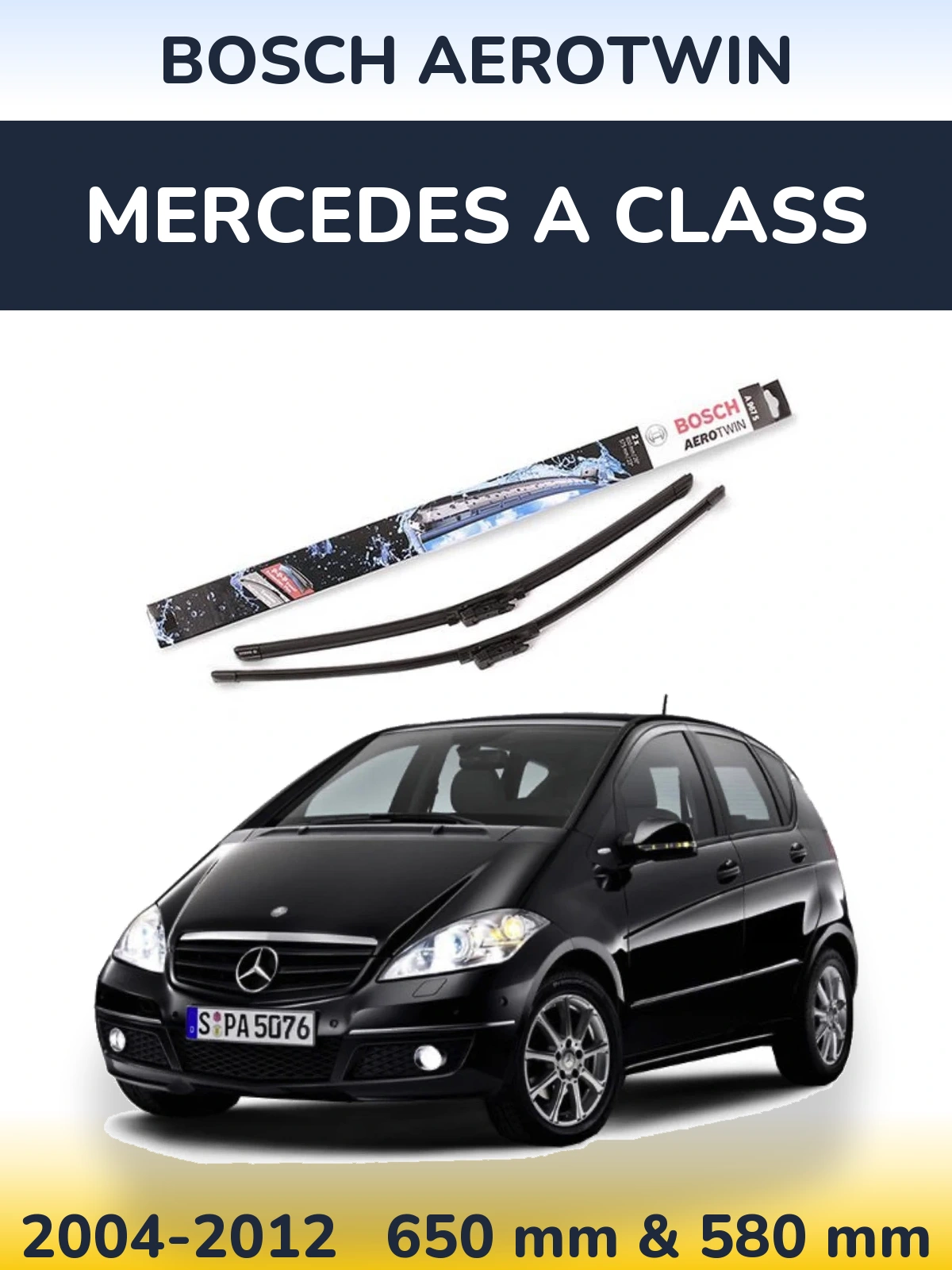 Komplet przednich wycieraczek BOSCH AeroTwin 650 & 580 mm do Mercedes Klasa A 2004-2012
