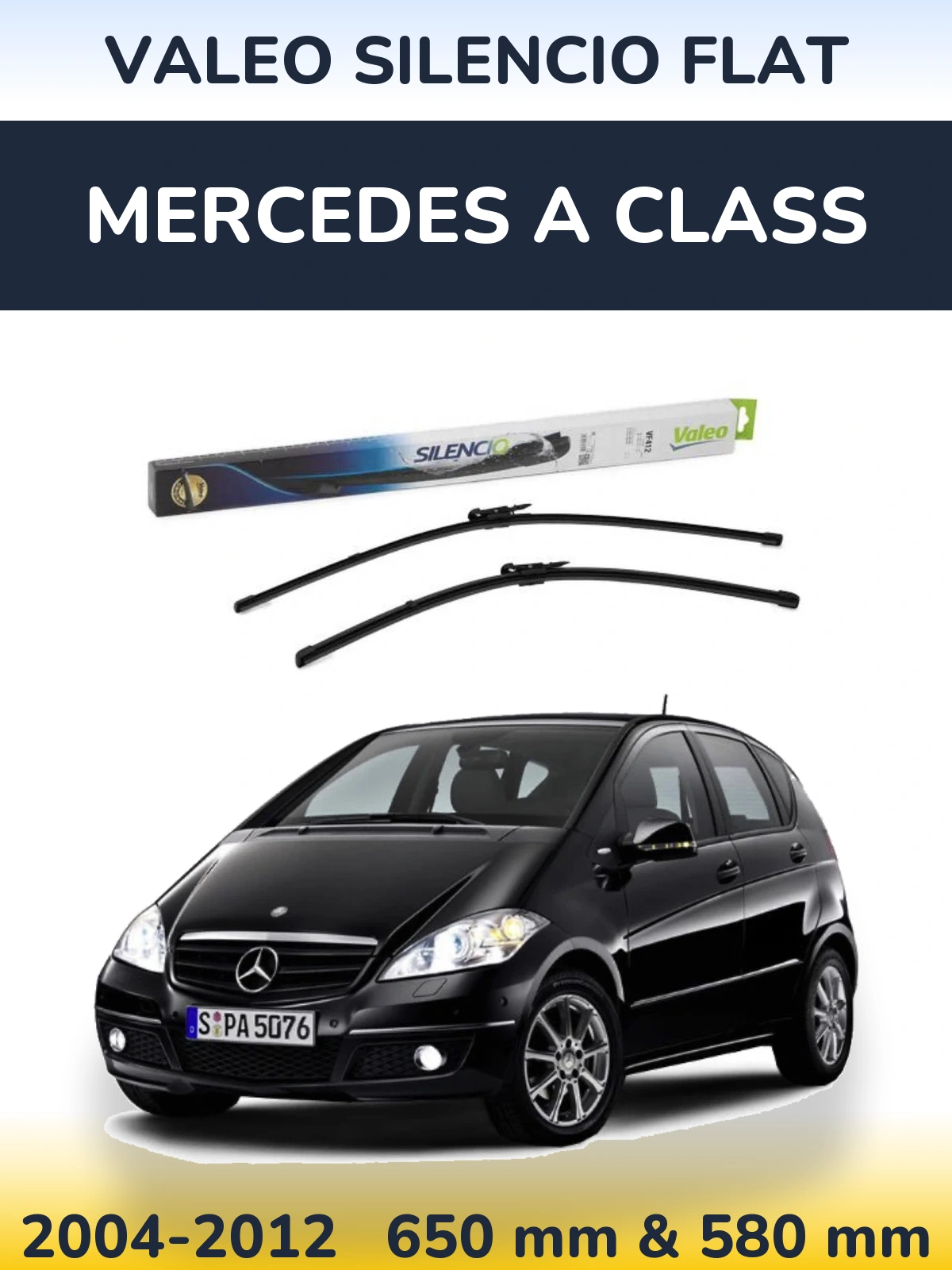 Komplet przednich wycieraczek Valeo Silencio Flat 650 & 580 mm do Mercedes Klasa A 2004-2012