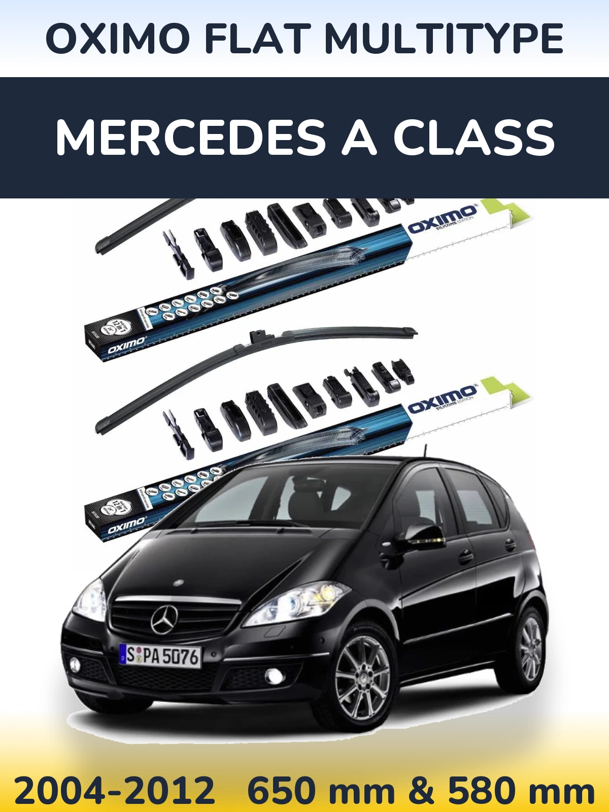 Komplet przednich wycieraczek Oximo Flat MultiType 650 & 580 mm do Mercedes Klasa A 2004-2012