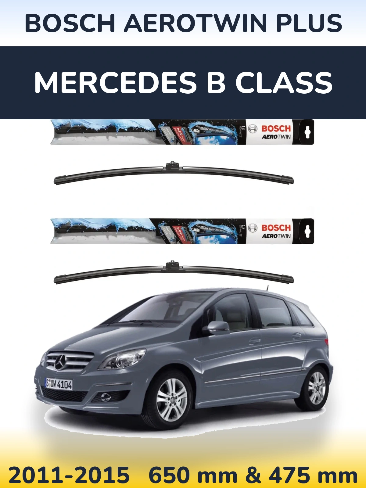 Komplet przednich wycieraczek BOSCH AeroTwin Plus 650 & 475 mm do Mercedes Klasa B 2011-2015