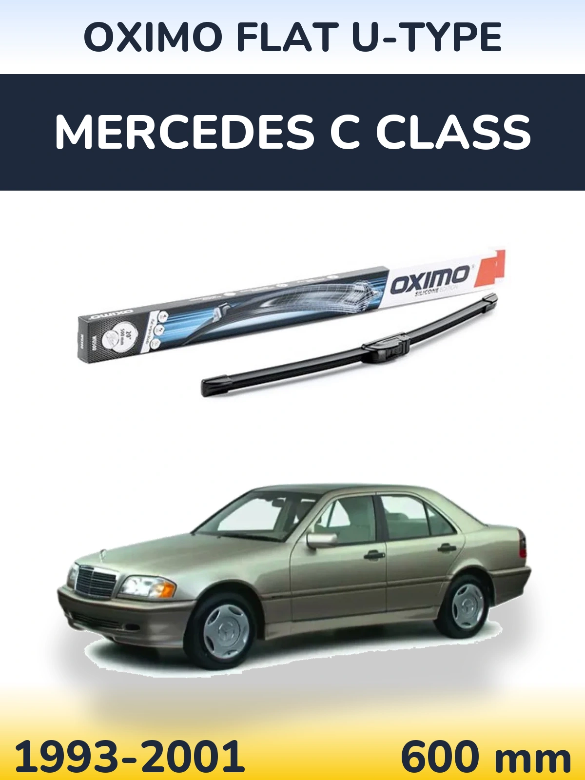 Передний дворник Oximo Flat U-type 600 мм для Mercedes C Class 1993-2001