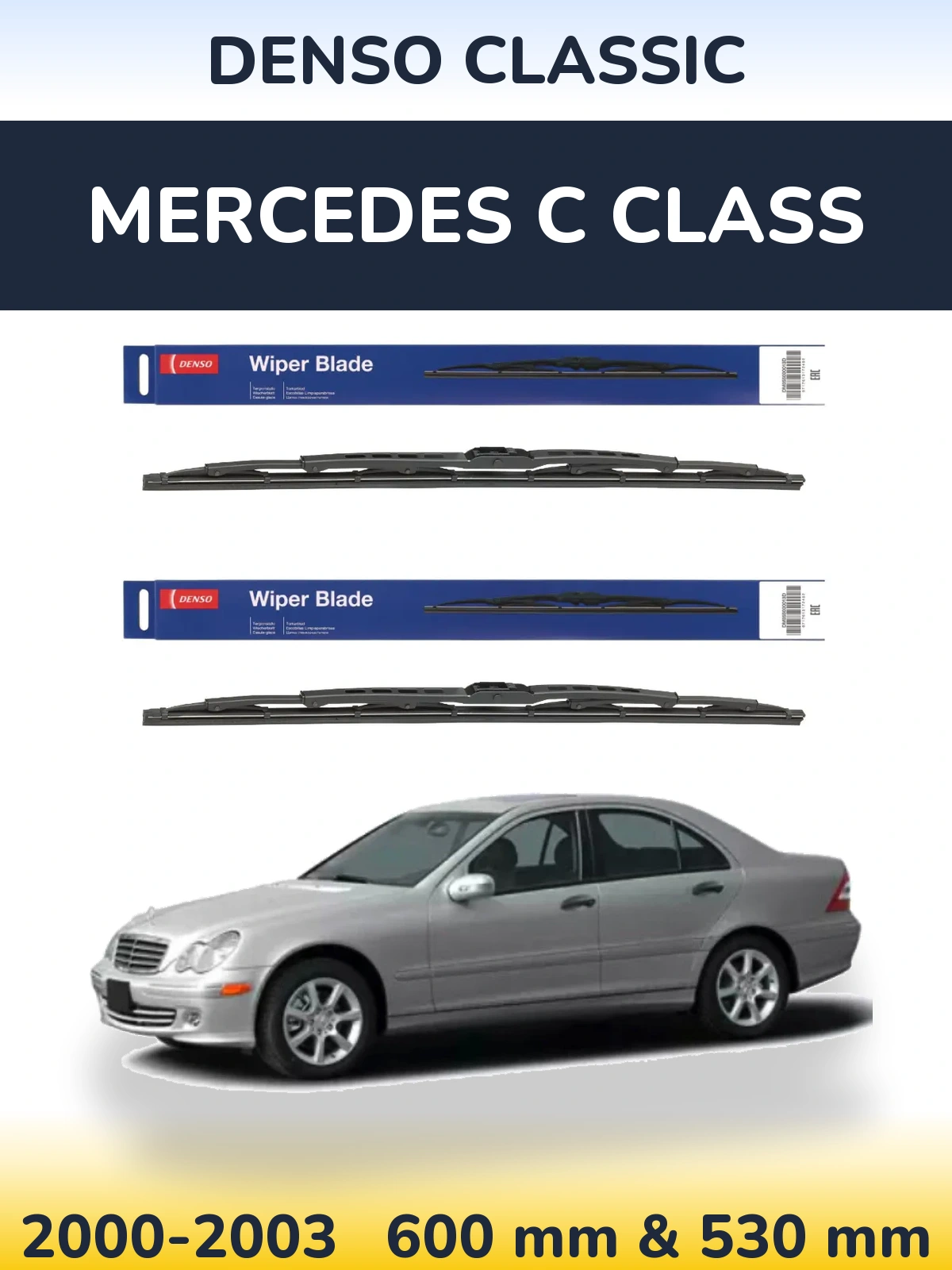 Комплект передних дворников Denso Classic 600 & 530 мм для Mercedes C Class 2000-2003