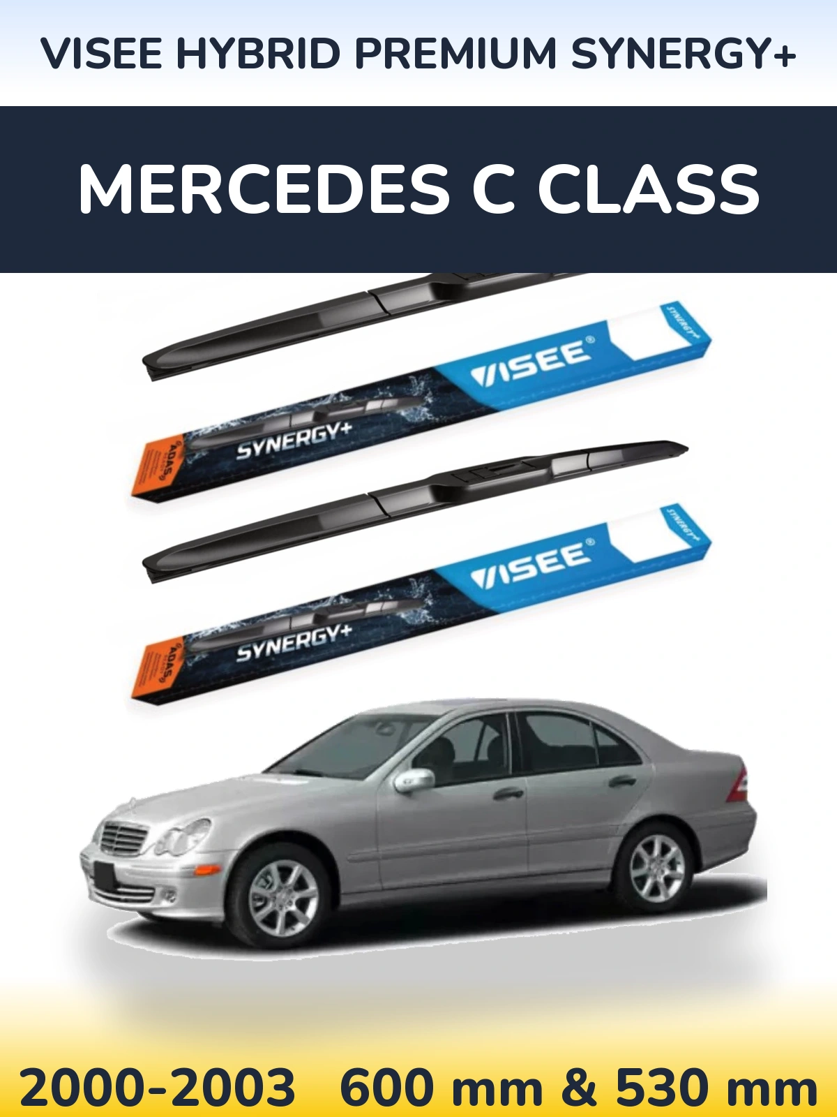 Komplet przednich wycieraczek VISEE HYBRID PREMIUM SYNERGY+ 600 & 530 mm do Mercedes Klasa C 2000-2003