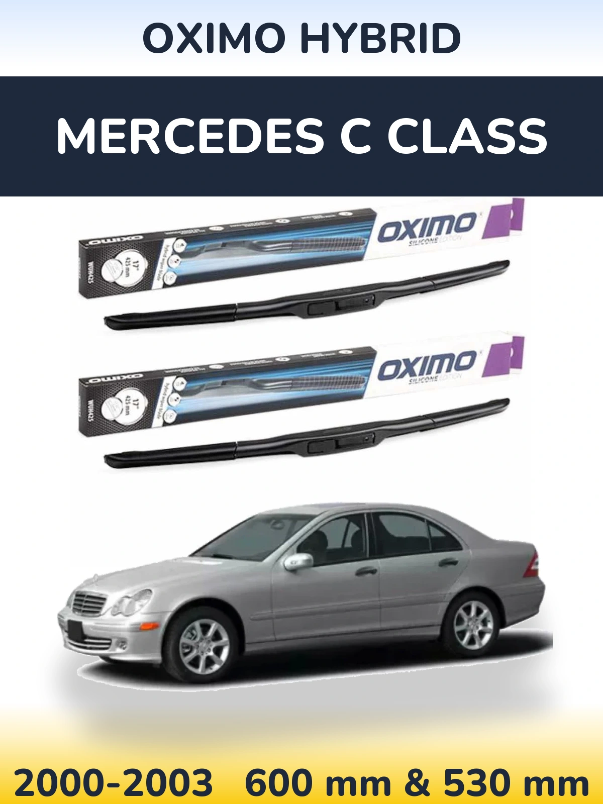 Комплект передних дворников Oximo Hybrid 600 & 530 мм для Mercedes C Class 2000-2003