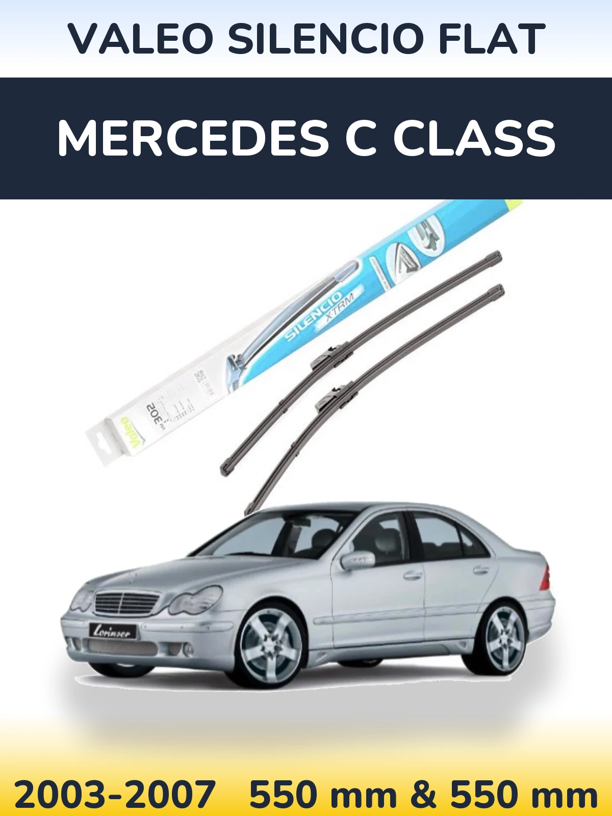 Komplet przednich wycieraczek Valeo Silencio Flat 550 & 550 mm do Mercedes Klasa C 2003-2007