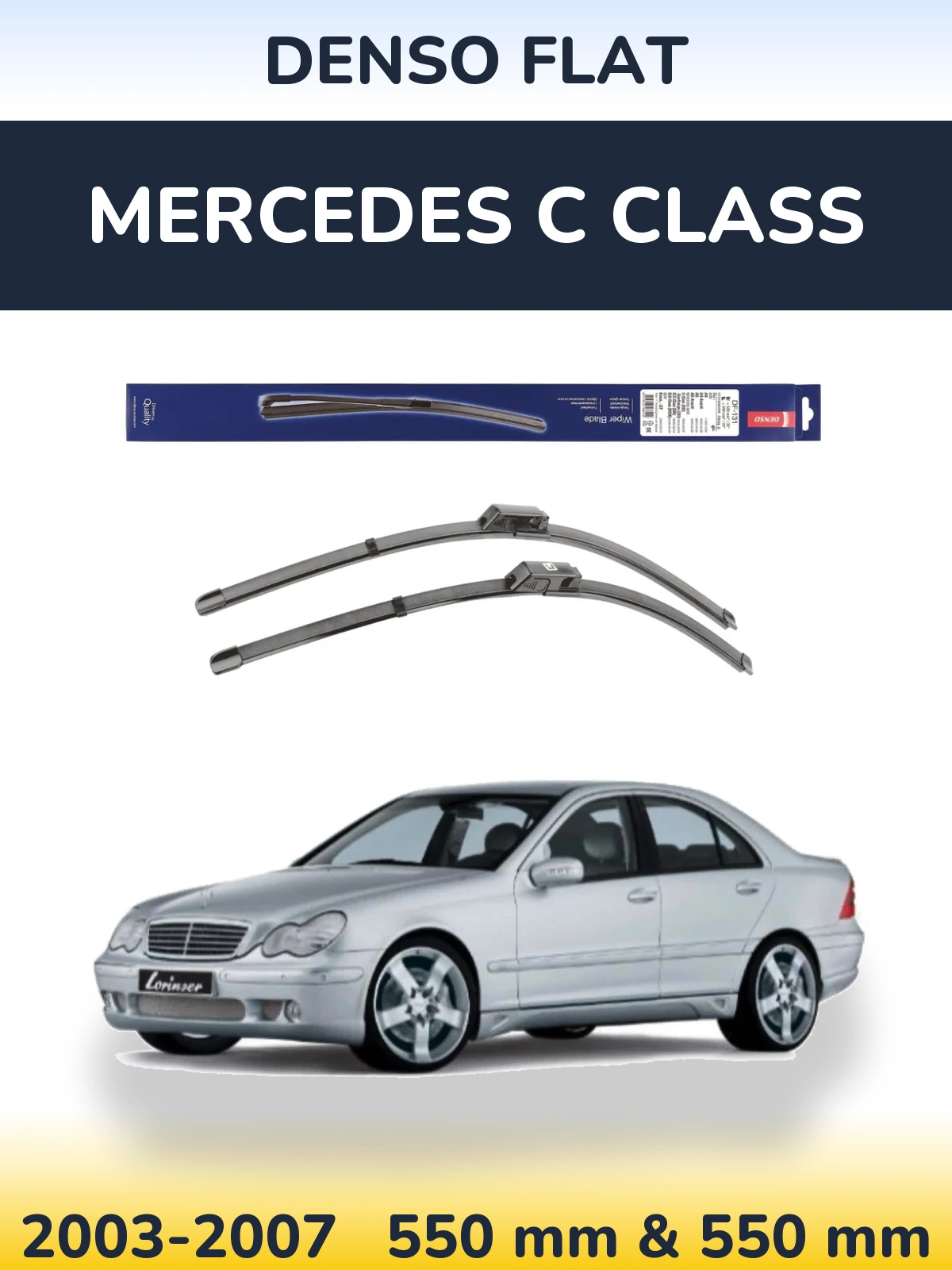 Комплект передніх щіток Denso Flat 550 & 550 мм для Mercedes C Class 2003-2007