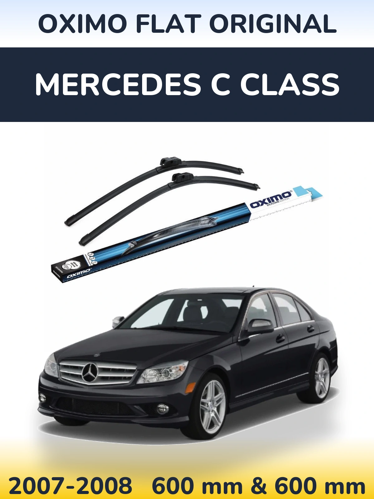 Комплект передних дворников Oximo Flat Original 600 & 600 мм для Mercedes C Class 2007-2008
