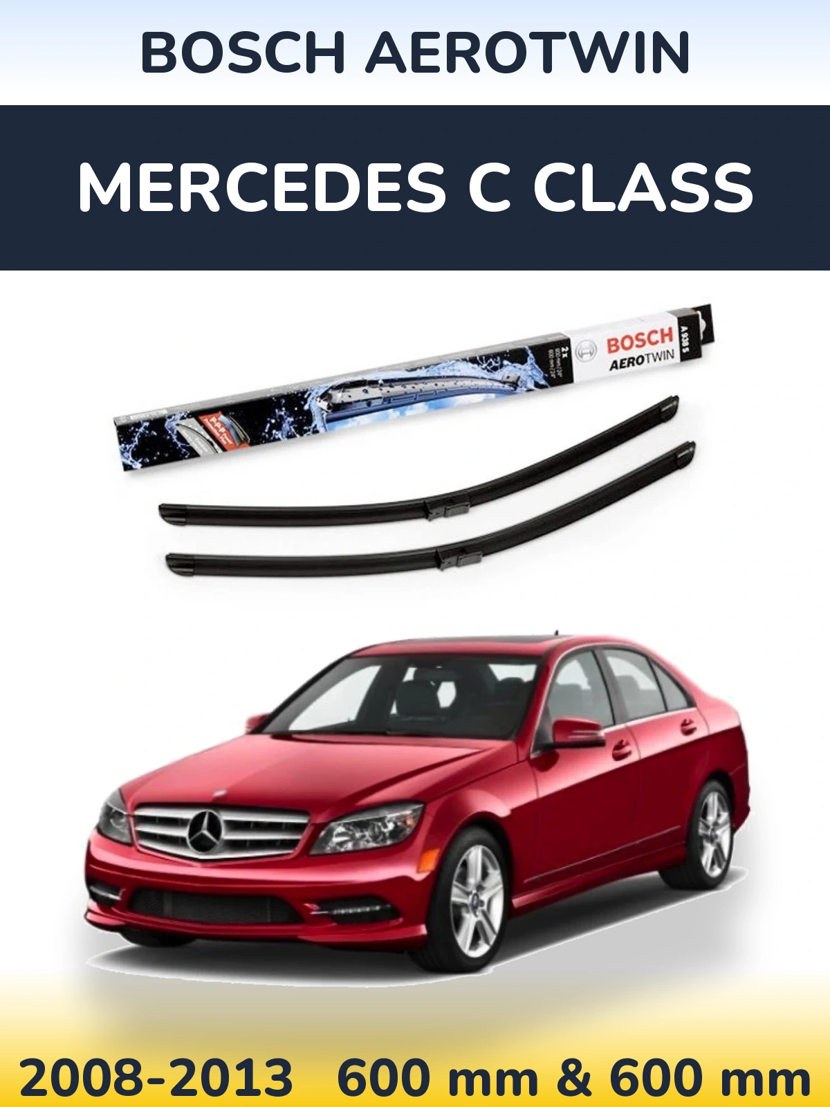 Komplet przednich wycieraczek BOSCH AeroTwin 600 & 600 mm do Mercedes Klasa C 2008-2013