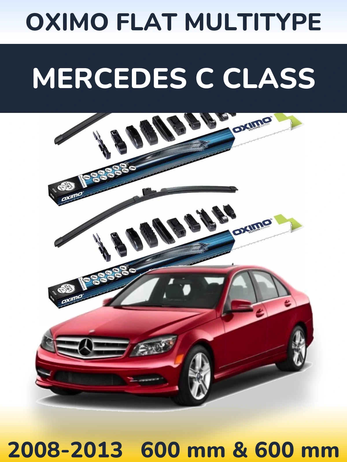 Комплект передних дворников Oximo Flat MultiТипe 600 & 600 мм для Mercedes C Class 2008-2013