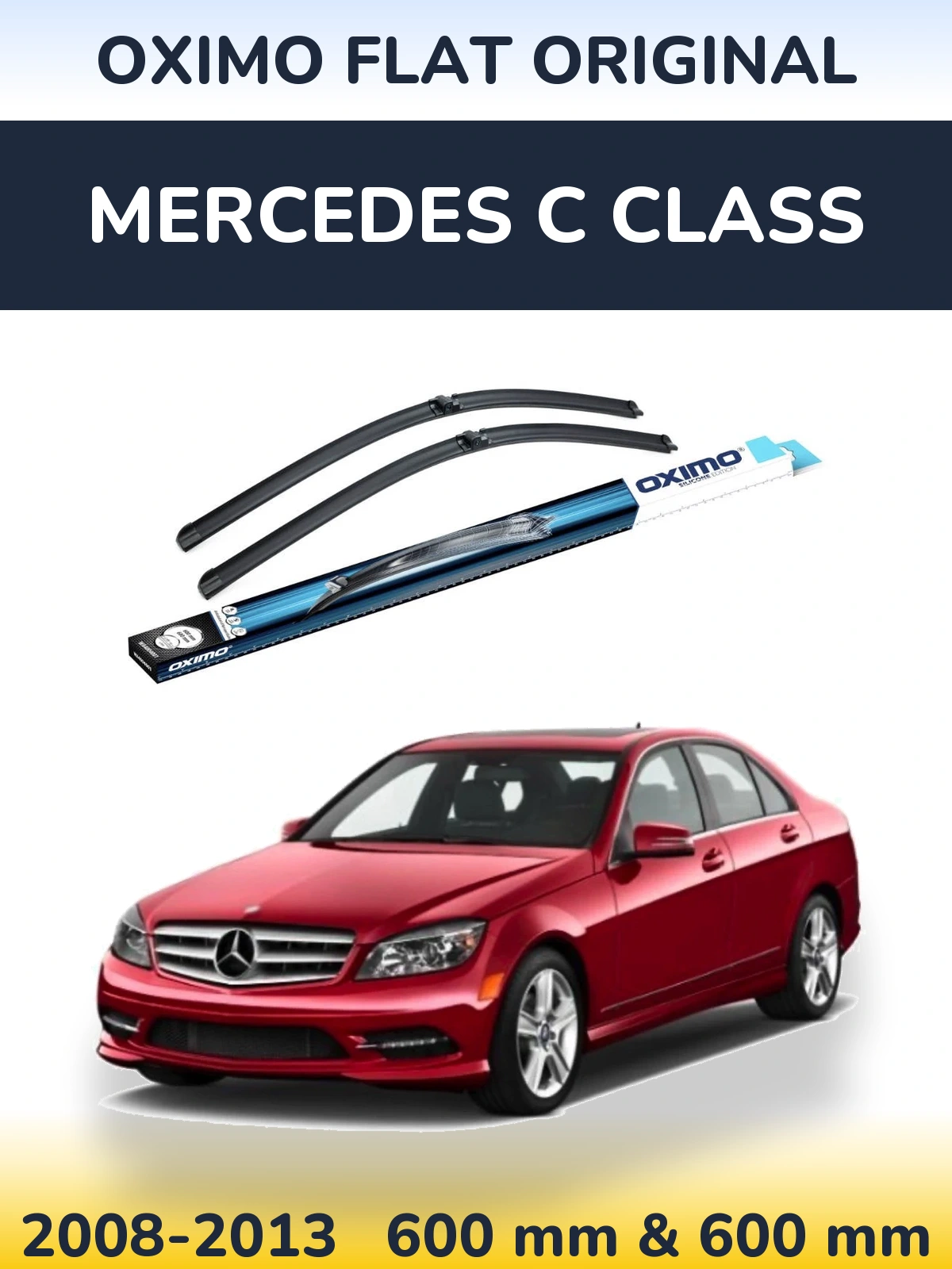 Front wiper blade set Oximo Flat Original 600 & 600 mm for Mercedes C Class 2008-2013