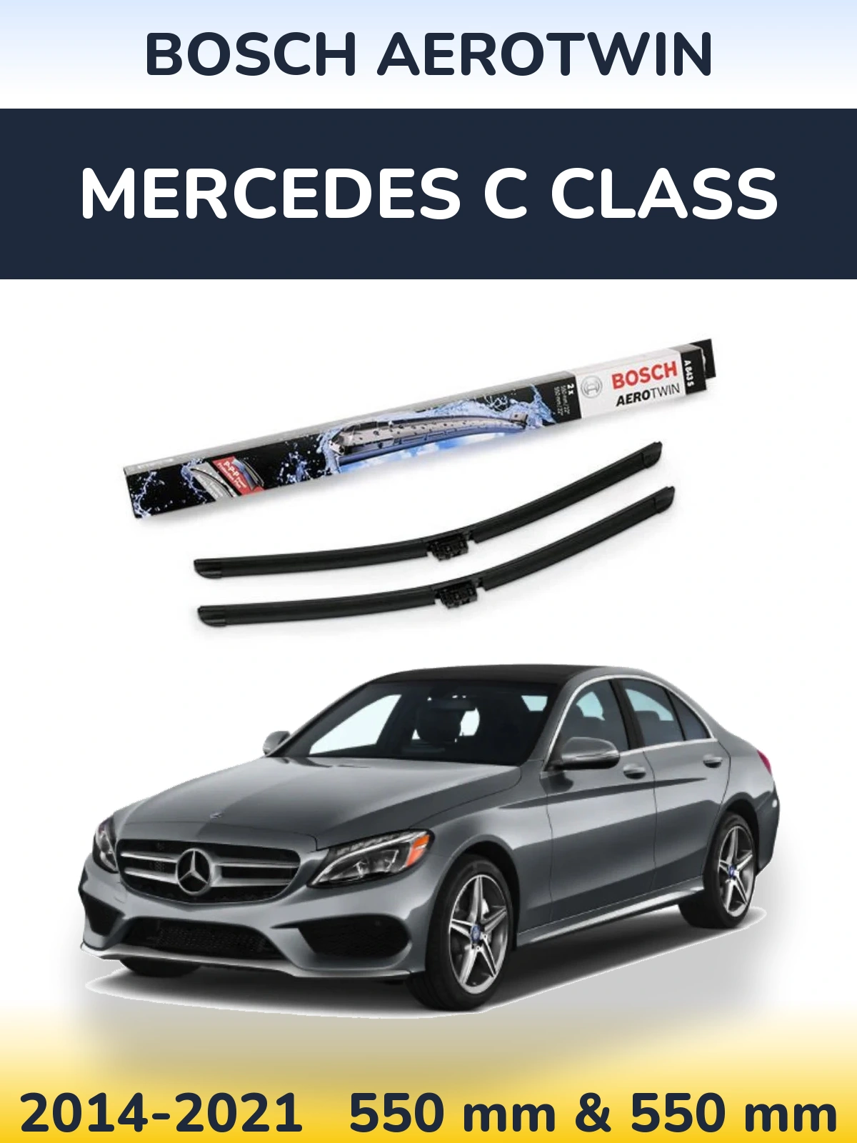 Komplet przednich wycieraczek BOSCH AeroTwin 550 & 550 mm do Mercedes Klasa C 2014-2021