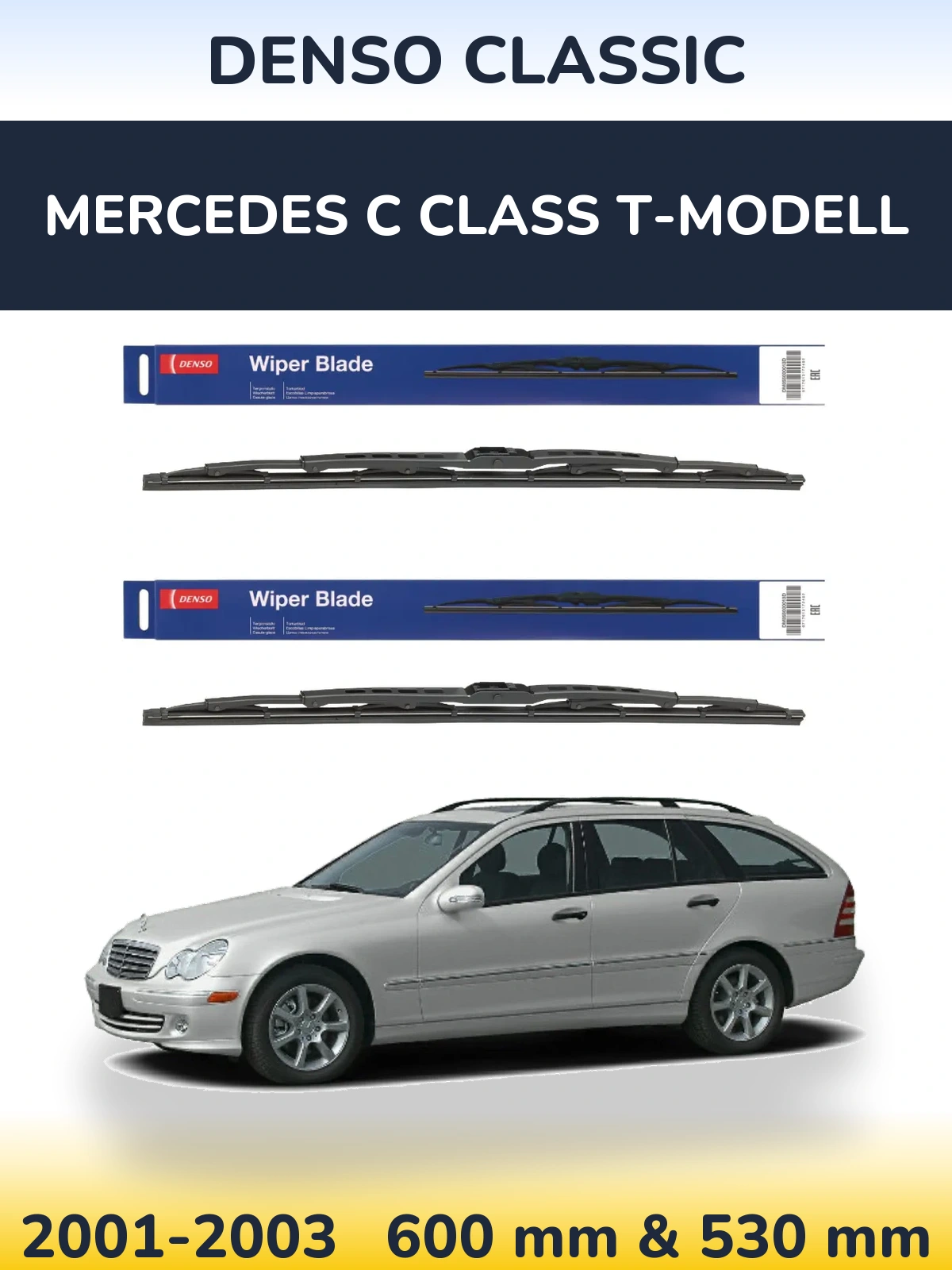 Komplet przednich wycieraczek Denso Classic 600 & 530 mm do Mercedes Klasa C T-Modell 2001-2003