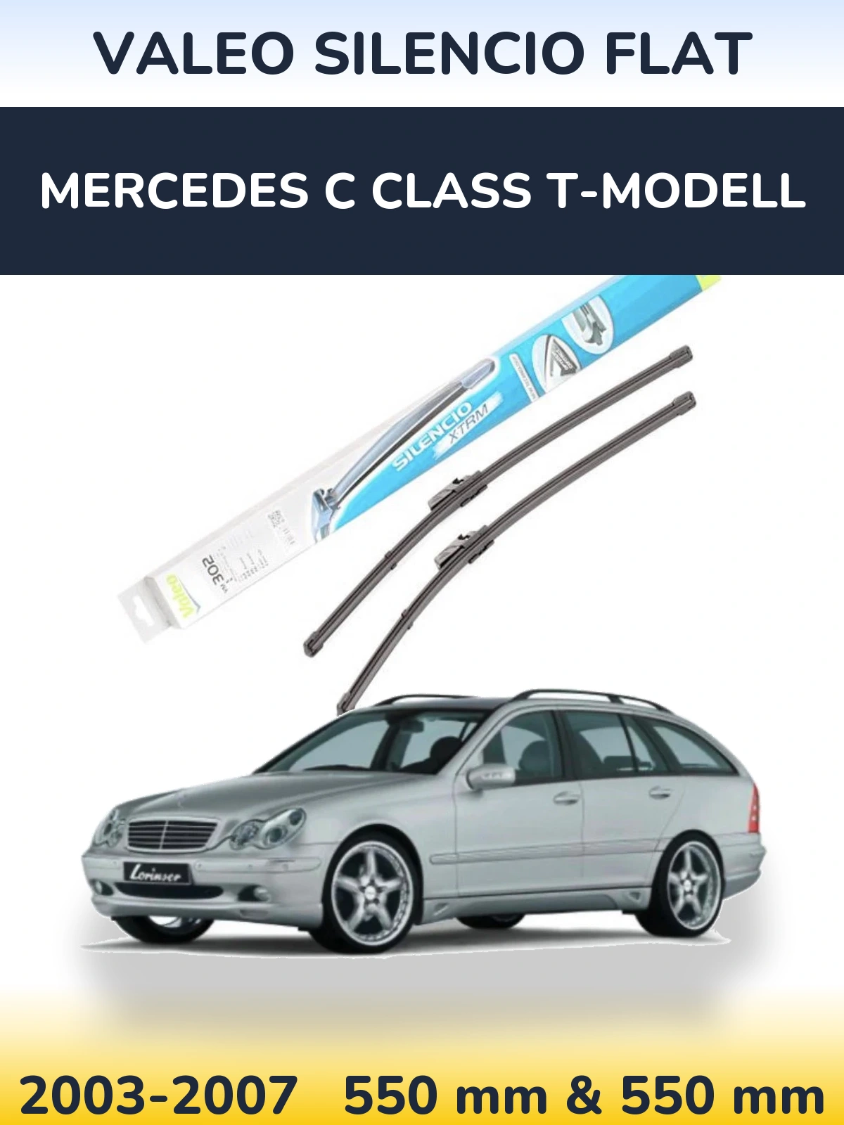 Komplet przednich wycieraczek Valeo Silencio Flat 550 & 550 mm do Mercedes Klasa C T-Modell 2003-2007