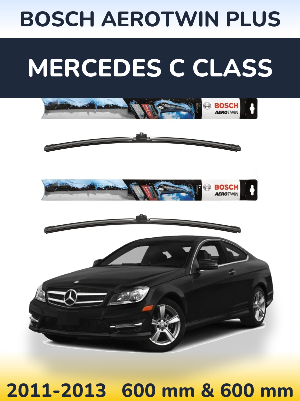 Komplet przednich wycieraczek BOSCH AeroTwin Plus 600 & 600 mm do Mercedes Klasa C 2011-2013