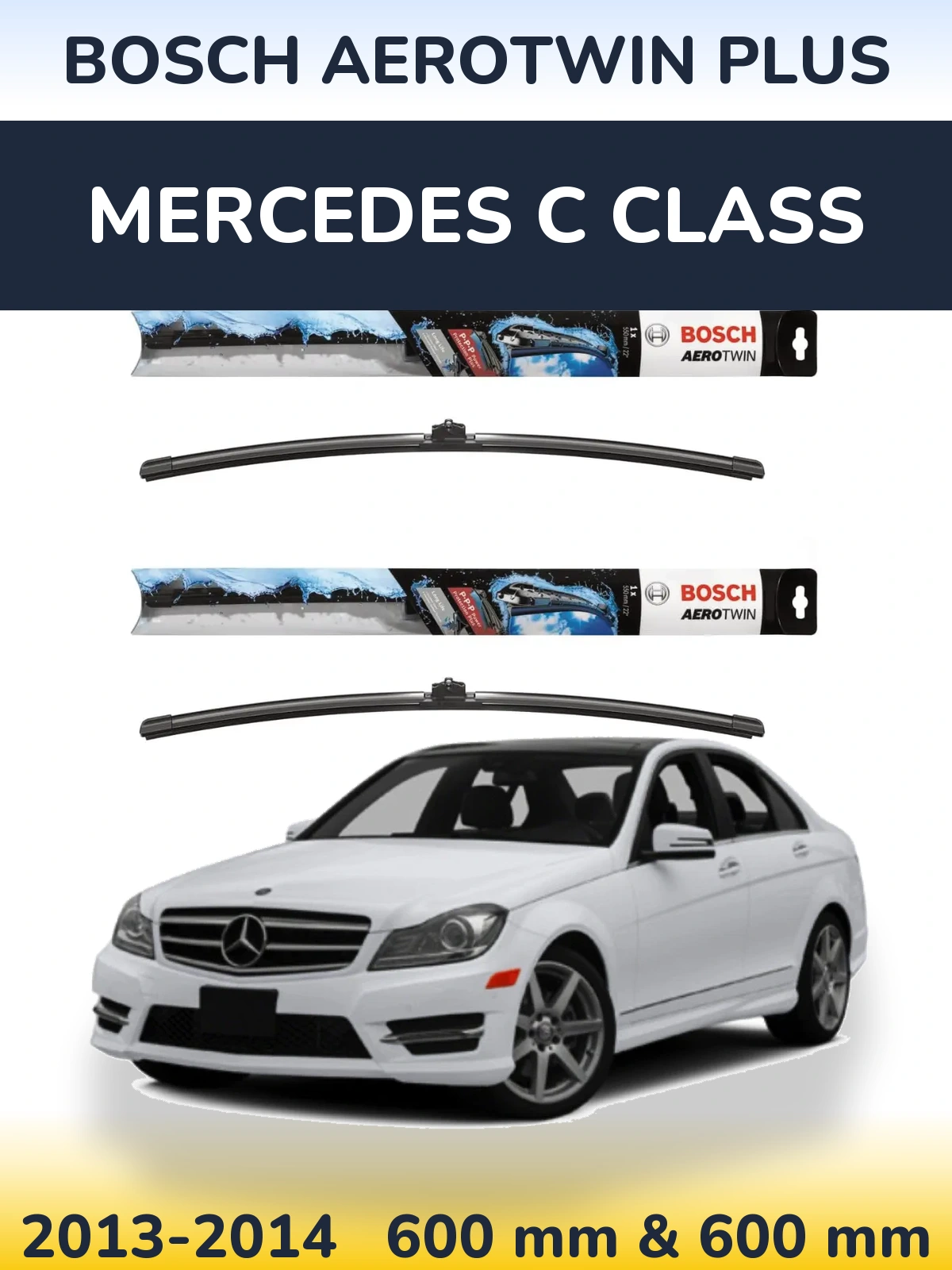 Komplet przednich wycieraczek BOSCH AeroTwin Plus 600 & 600 mm do Mercedes Klasa C 2013-2014