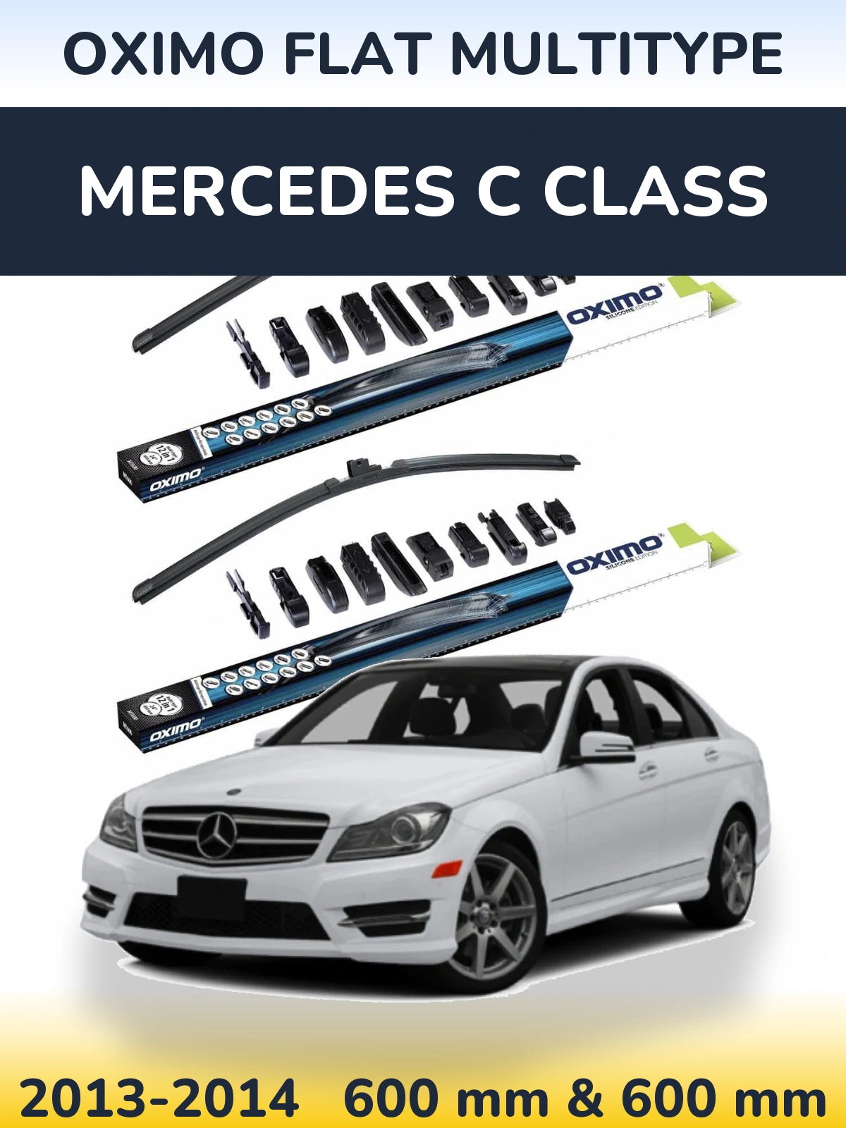 Komplet przednich wycieraczek Oximo Flat MultiType 600 & 600 mm do Mercedes Klasa C 2013-2014
