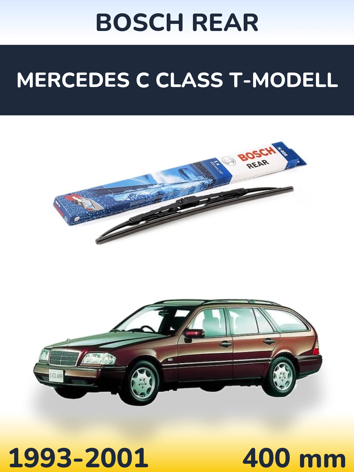 Rear wiper blade BOSCH Rear 380 mm for Mercedes C Class T-Modell 1993-2001