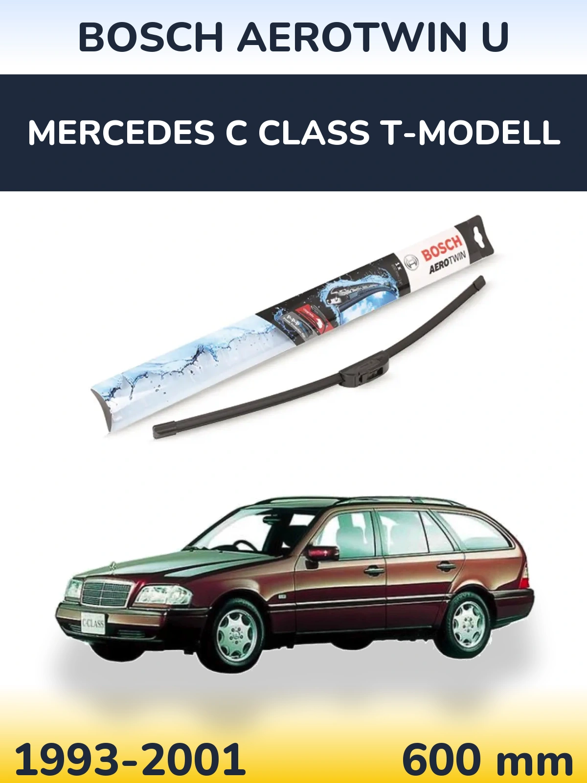 Przednia wycieraczka BOSCH AeroTwin U 600 mm do Mercedes Klasa C T-Modell 1993-2001