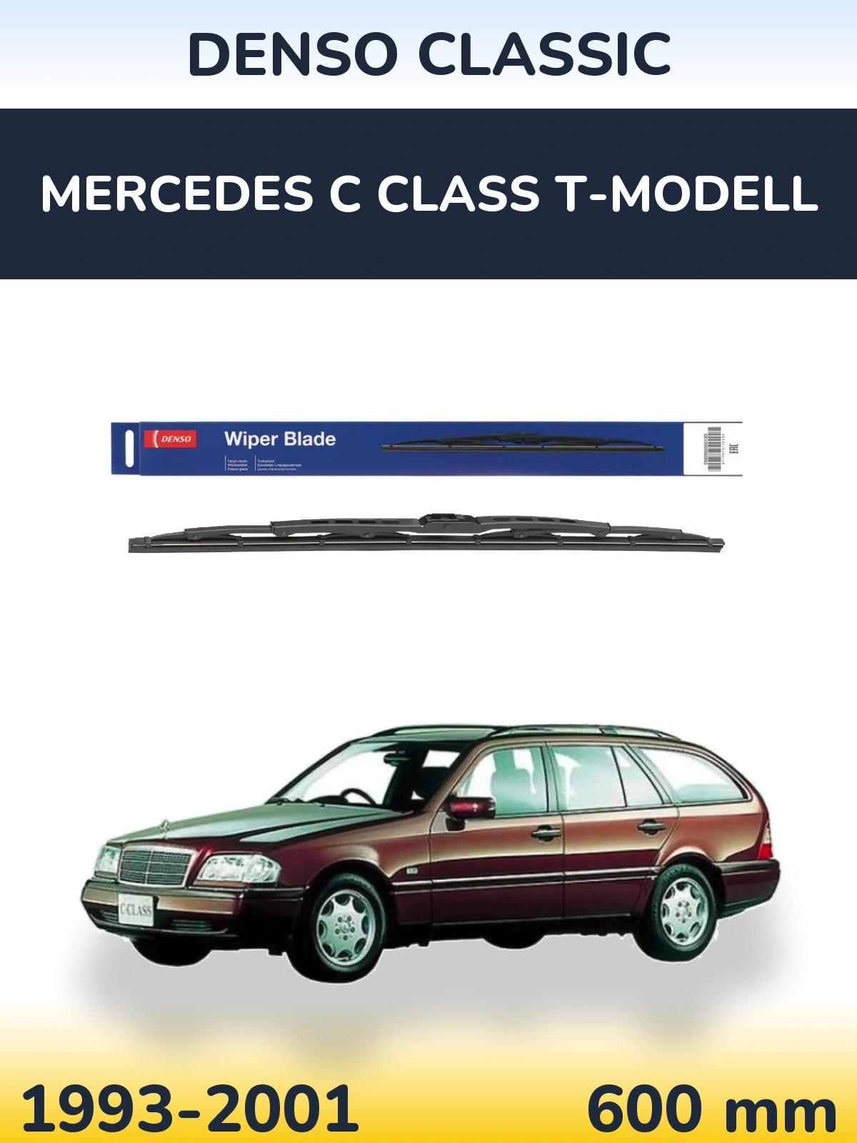 Front wiper blade Denso Classic 600 mm for Mercedes C Class T-Modell 1993-2001
