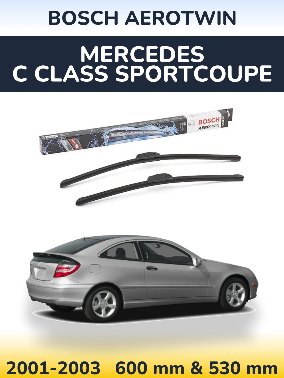 Komplet przednich wycieraczek BOSCH AeroTwin 600 & 530 mm do Mercedes Klasa C Sportcoupe 2001-2003