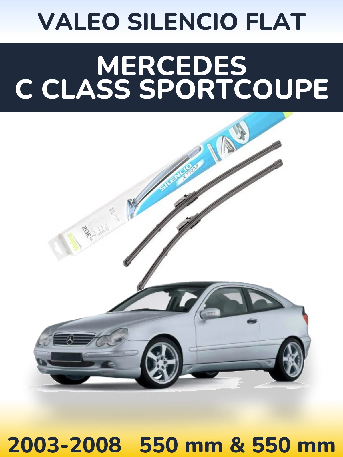 Комплект передних дворников Valeo Silencio Flat 550 & 550 мм для Mercedes C Class Sportcoupe 2003-2008
