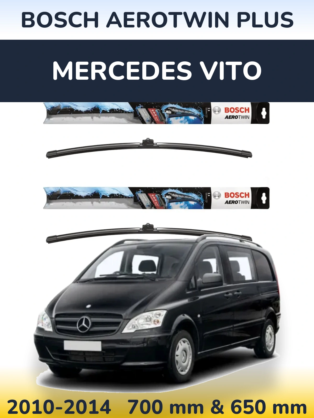 Komplet przednich wycieraczek BOSCH AeroTwin Plus 700 & 650 mm do Mercedes Vito 2010-2014