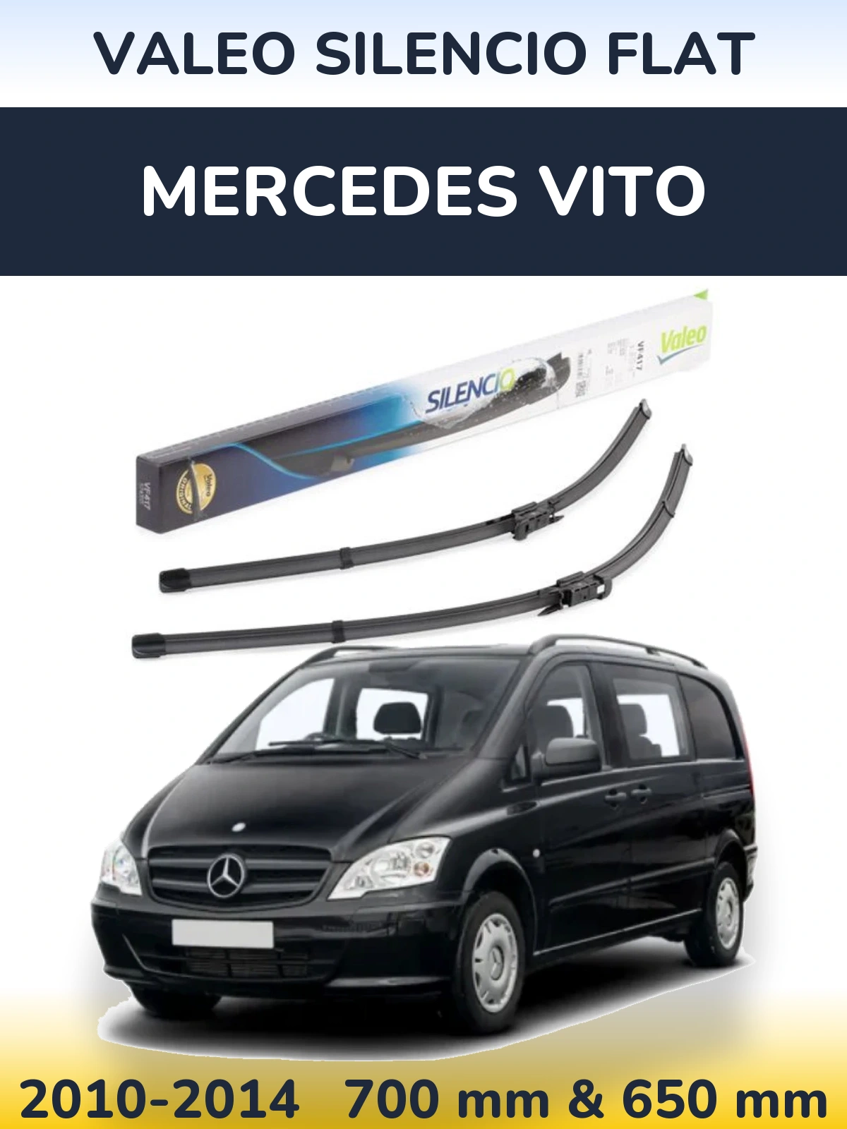 Komplet przednich wycieraczek Valeo Silencio Flat 700 & 650 mm do Mercedes Vito 2010-2014