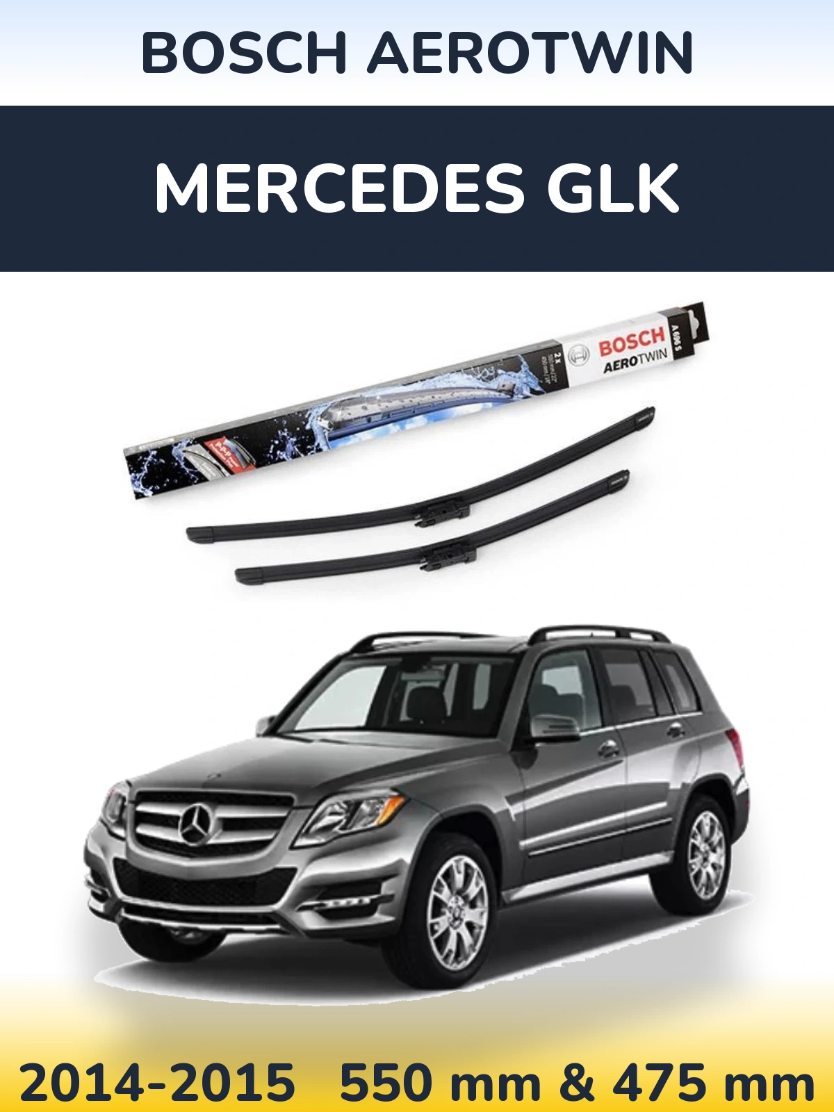 Komplet przednich wycieraczek BOSCH AeroTwin 550 & 450 mm do Mercedes GLK 2014-2015