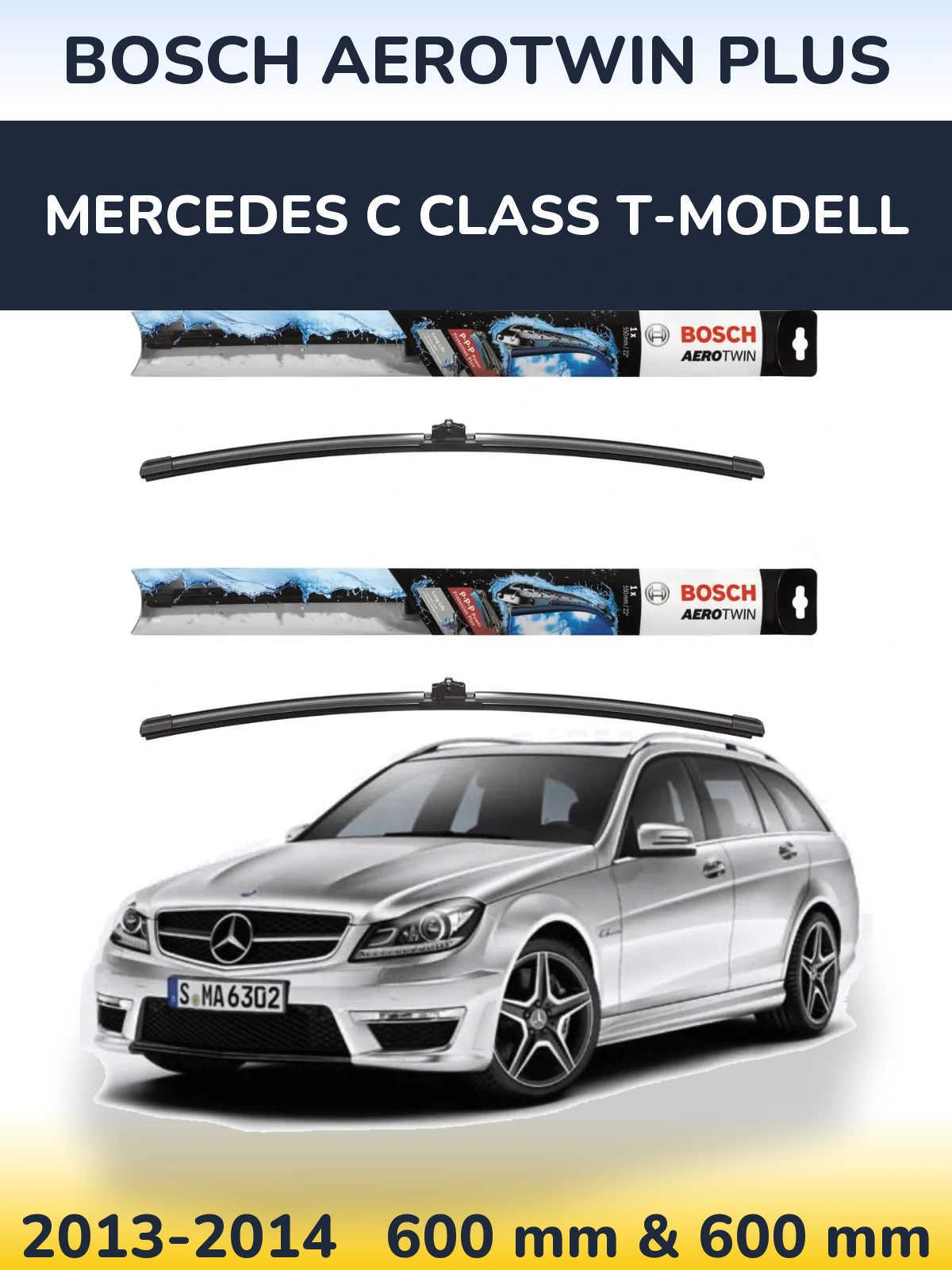Komplet przednich wycieraczek BOSCH AeroTwin Plus 600 & 600 mm do Mercedes Klasa C T-Modell 2013-2014