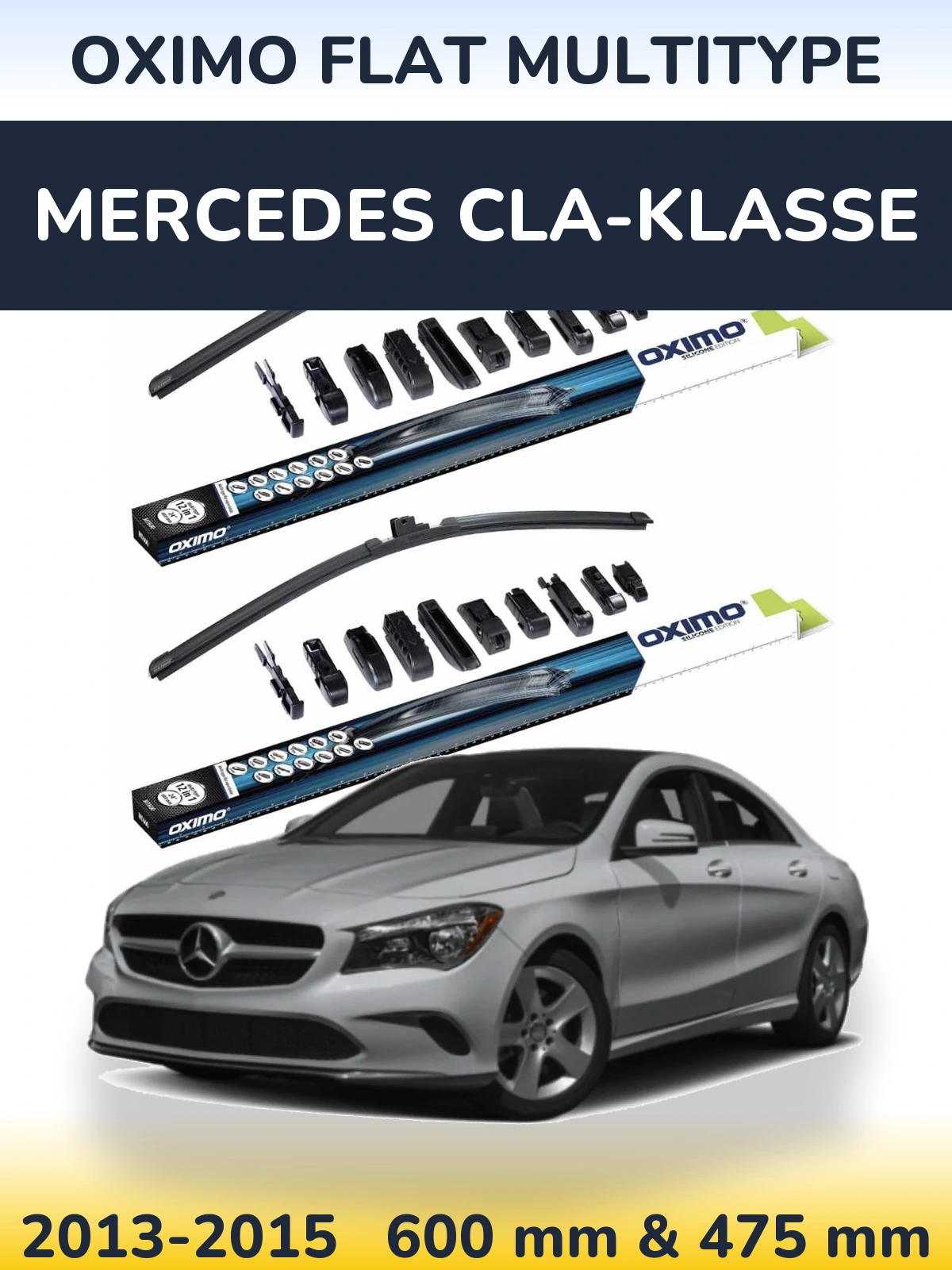 Komplet przednich wycieraczek Oximo Flat MultiType 600 & 475 mm do Mercedes CLA-Klasse 2013-2015