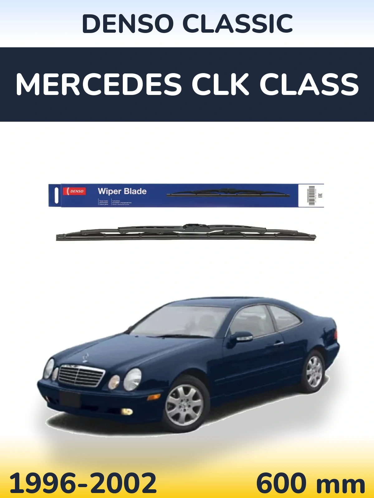 Front wiper blade Denso Classic 600 mm for Mercedes CLK Class 1996-2002