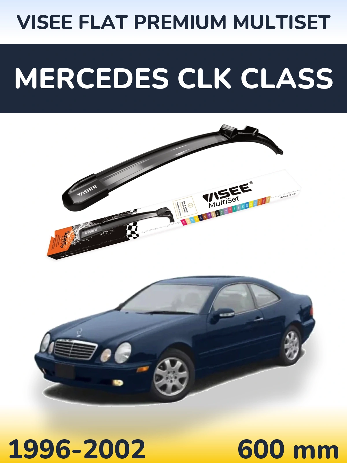 Front wiper blade VISEE FLAT PREMIUM MultiSet 600 mm for Mercedes CLK Class 1996-2002