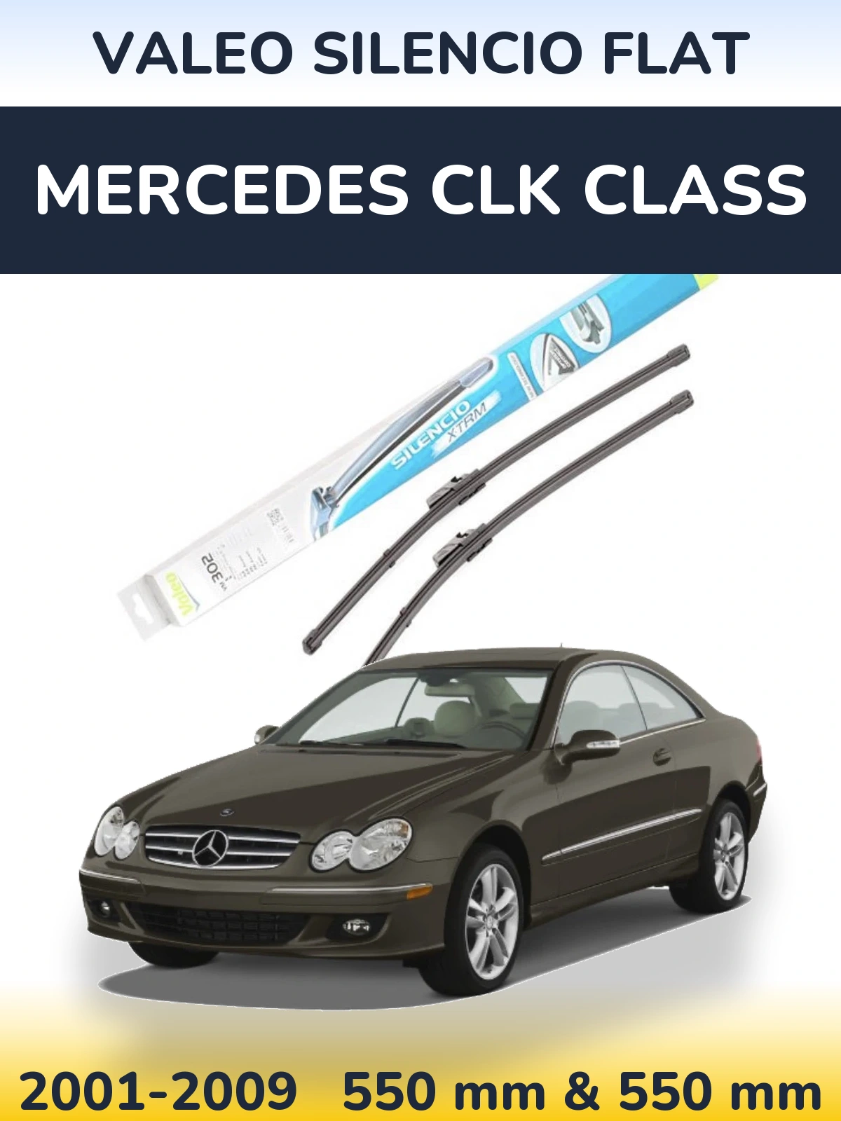 Komplet przednich wycieraczek Valeo Silencio Flat 550 & 550 mm do Mercedes Klasa CLK 2001-2009