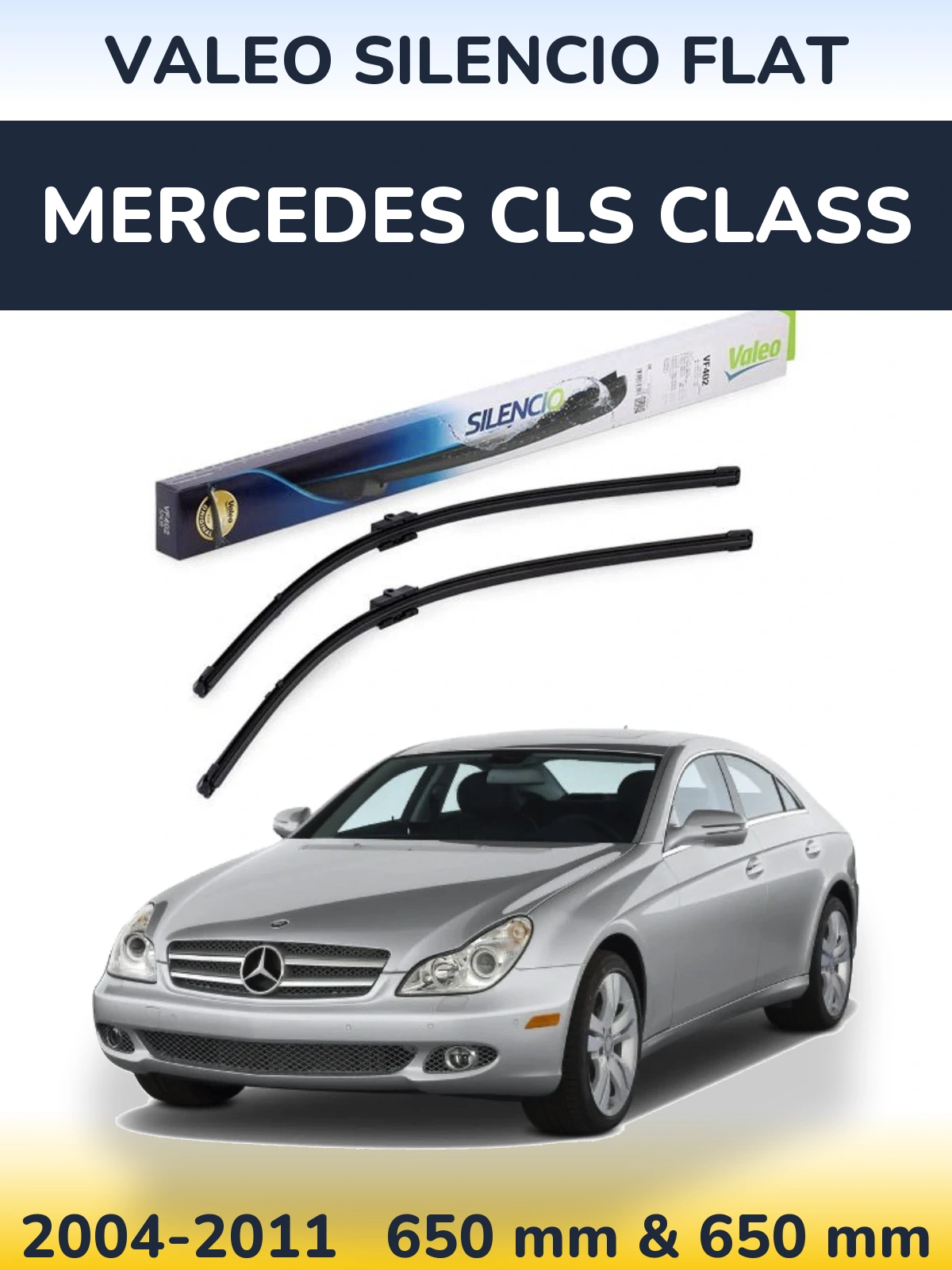 Komplet przednich wycieraczek Valeo Silencio Flat 650 & 650 mm do Mercedes Klasa CLS 2004-2011