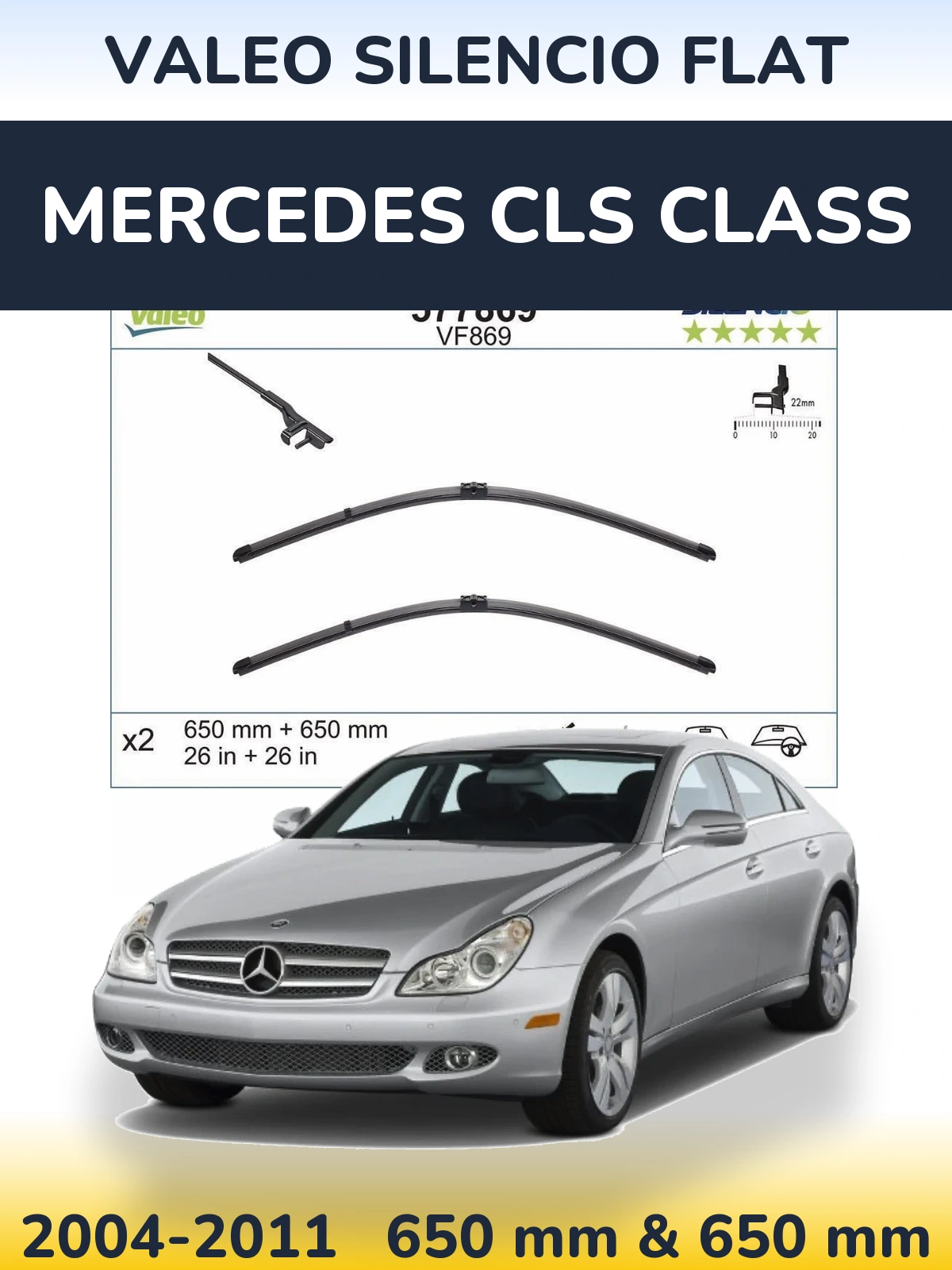 Комплект передних дворников Valeo Silencio Flat 680 & 680 мм для Mercedes CLS Class 2004-2011