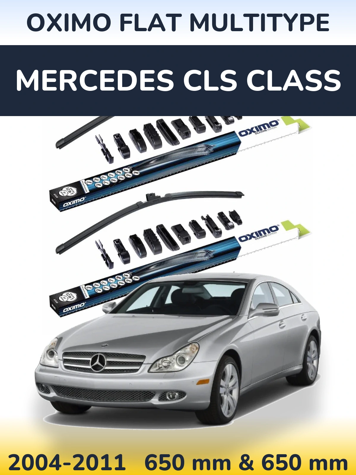 Komplet przednich wycieraczek Oximo Flat MultiType 650 & 650 mm do Mercedes Klasa CLS 2004-2011