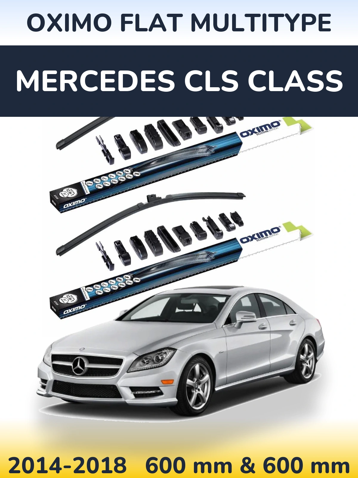Комплект передних дворников Oximo Flat MultiТипe 600 & 600 мм для Mercedes CLS Class 2014-2018