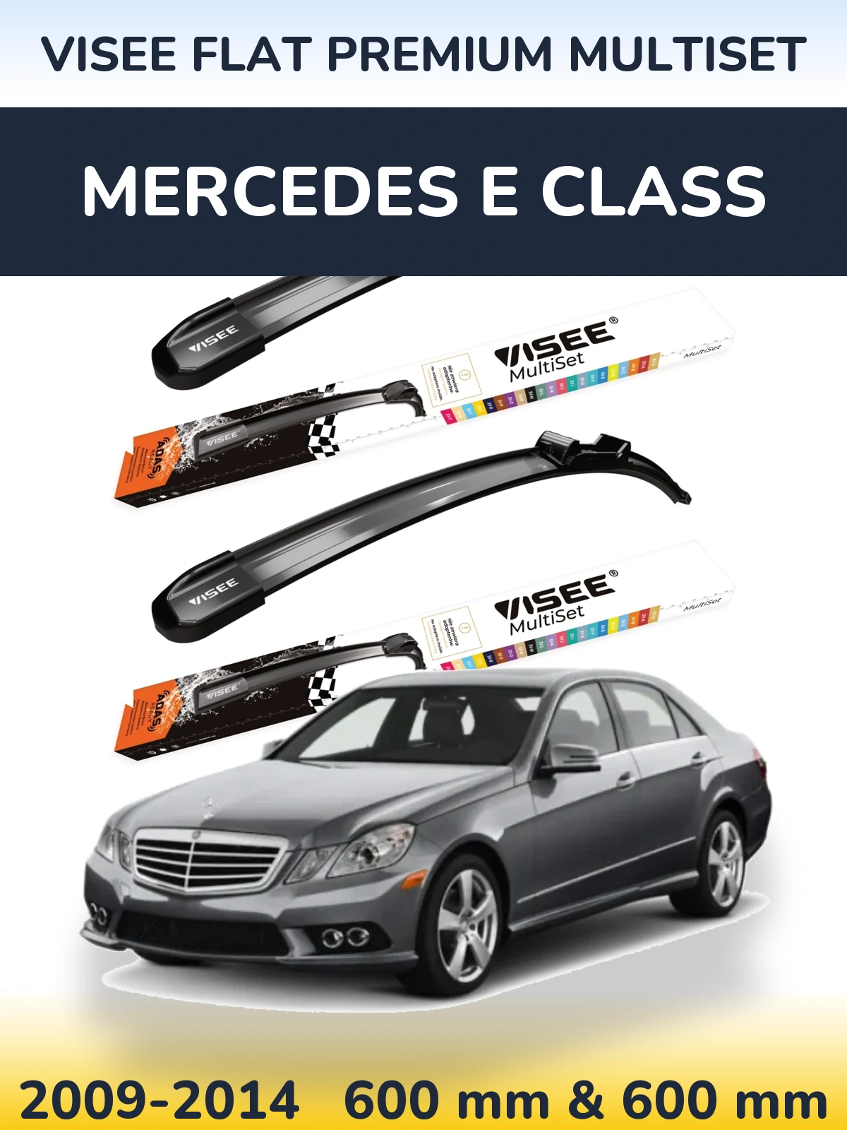 Komplet przednich wycieraczek VISEE FLAT PREMIUM MultiSet 600 & 600 mm do Mercedes Klasa E 2009-2014