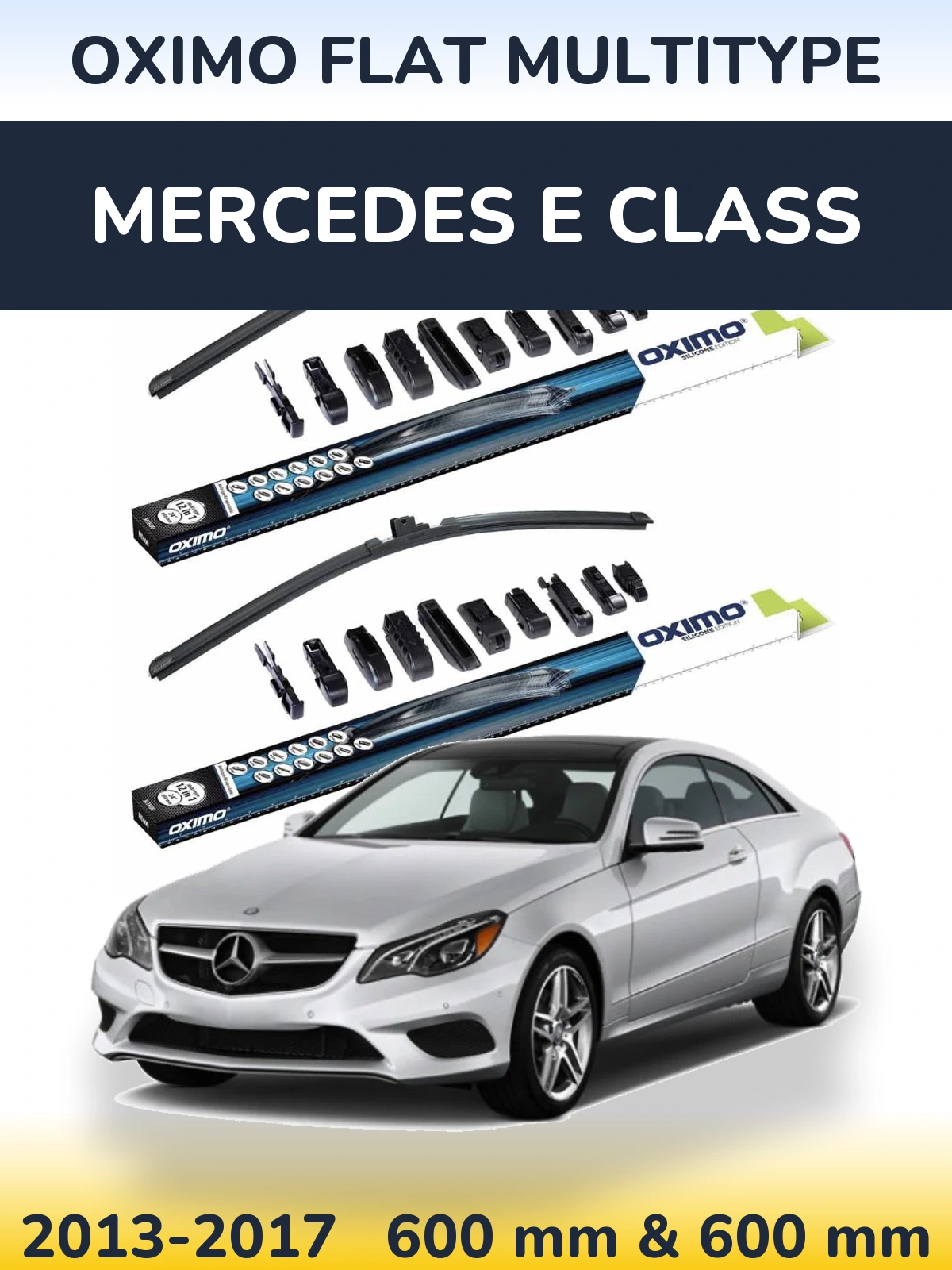 Комплект передних дворников Oximo Flat MultiТипe 600 & 600 мм для Mercedes E Class 2013-2017