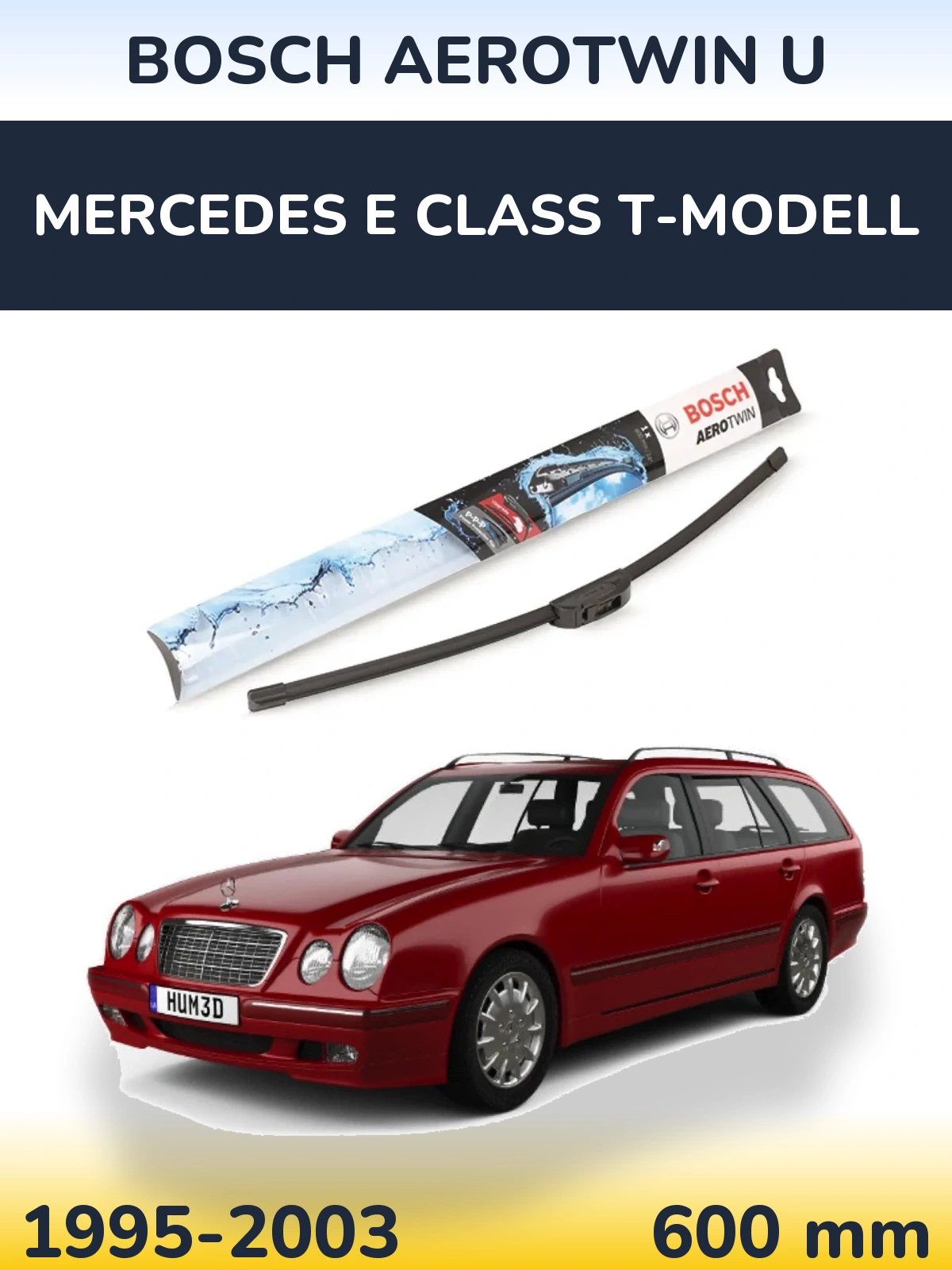 Передний дворник BOSCH AeroTwin U 600 мм для Mercedes E Class T-Модельl 1995-2003