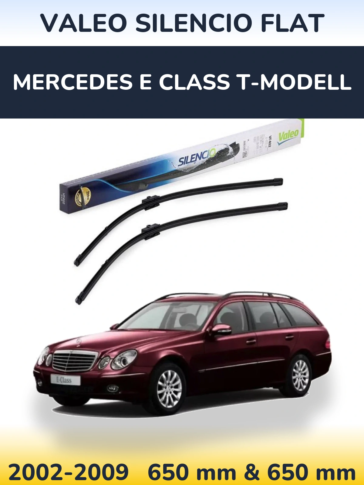 Komplet przednich wycieraczek Valeo Silencio Flat 650 & 650 mm do Mercedes Klasa E T-Modell 2002-2009