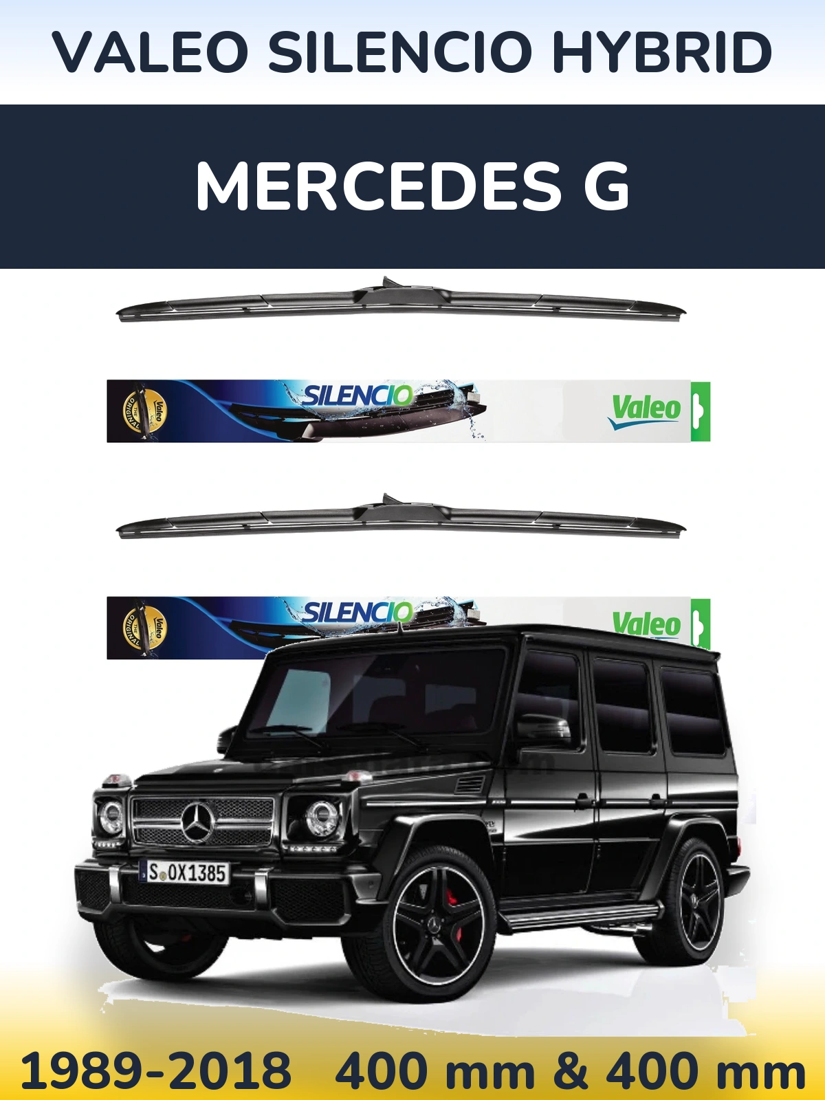 Комплект передних дворников Valeo Silencio Hybrid 400 & 400 мм для Mercedes G 1989-2018
