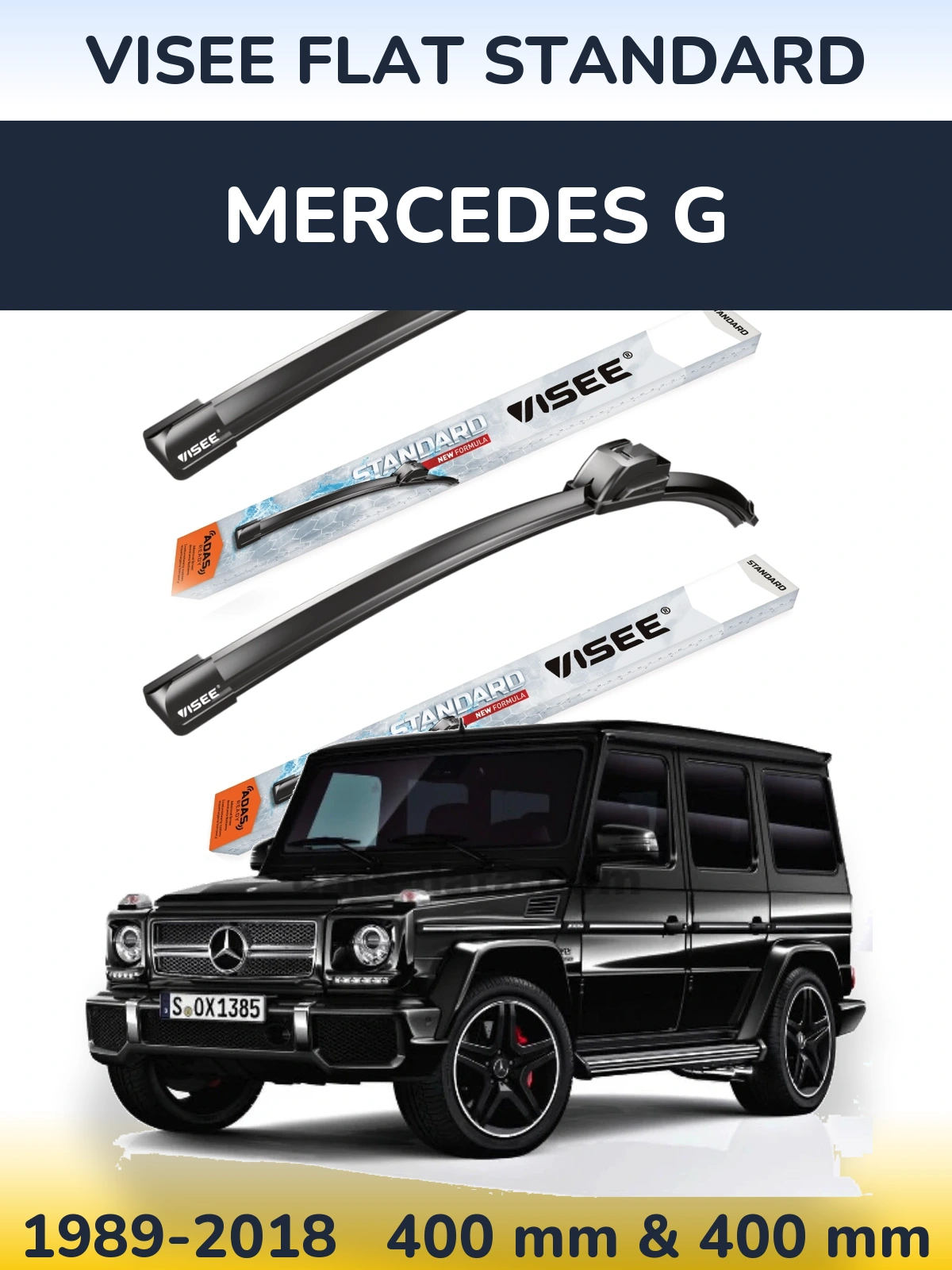 Komplet przednich wycieraczek VISEE FLAT STANDARD 400 & 400 mm do Mercedes G 1989-2018