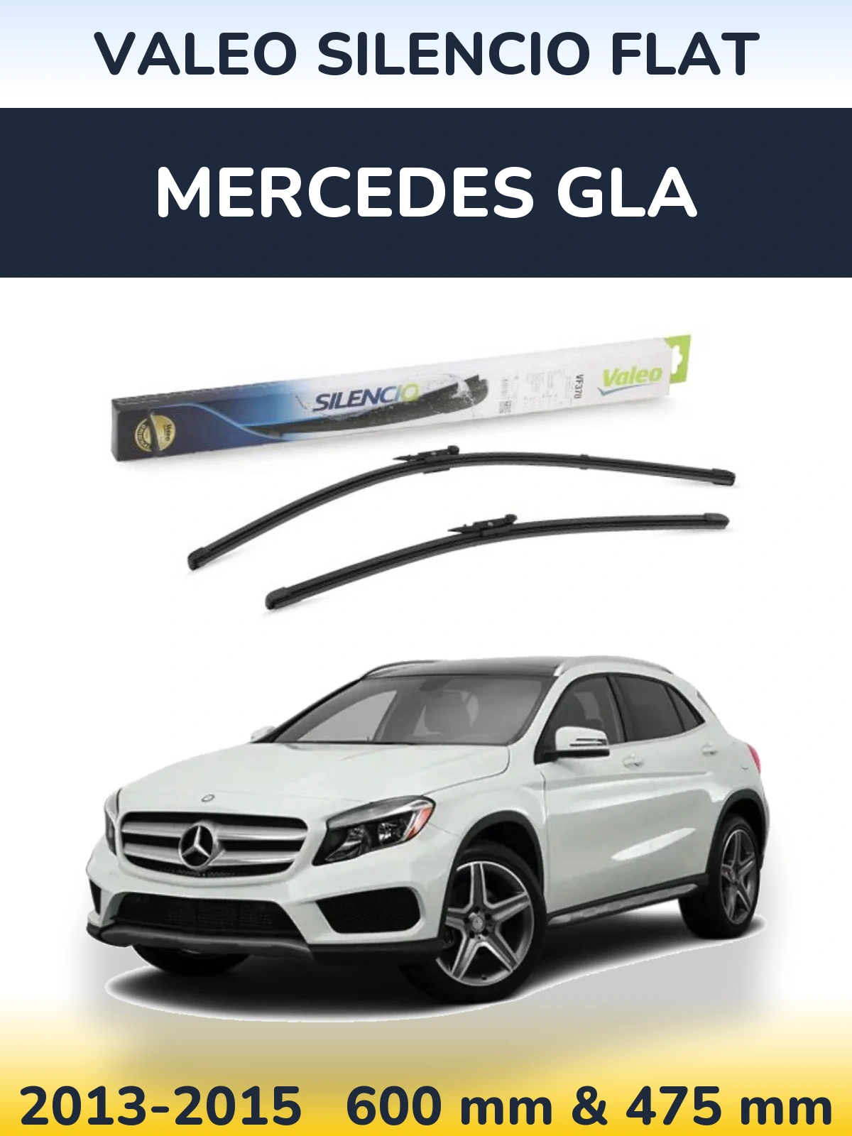 Komplet przednich wycieraczek Valeo Silencio Flat 600 & 475 mm do Mercedes GLA 2013-2015