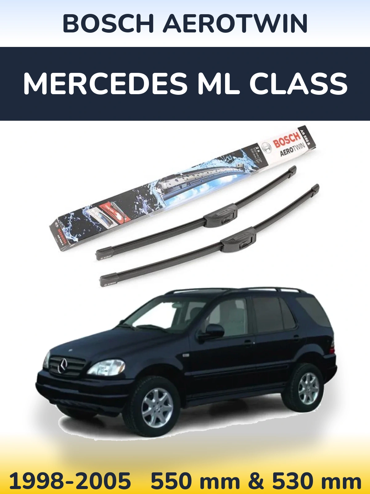 Komplet przednich wycieraczek BOSCH AeroTwin 550 & 530 mm do Mercedes Klasa ML 1998-2005