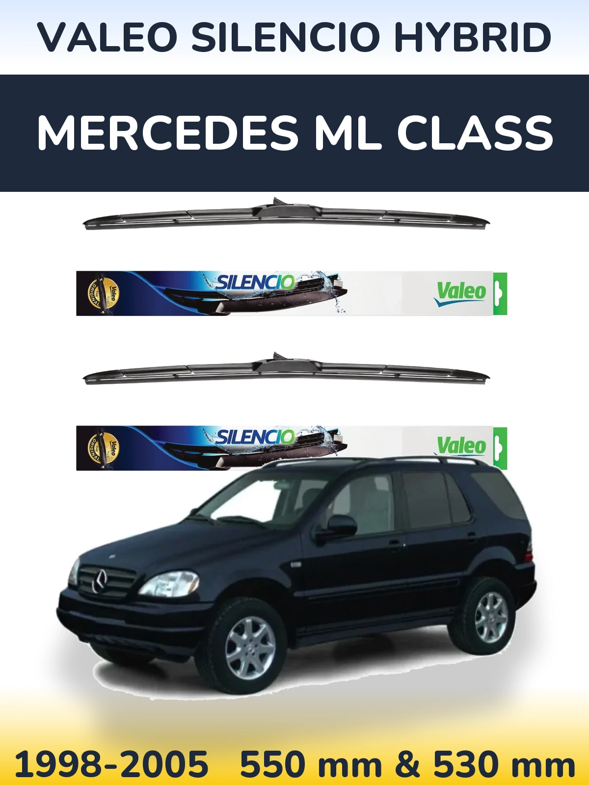 Комплект передних дворников Valeo Silencio Hybrid 550 & 530 мм для Mercedes ML Class 1998-2005