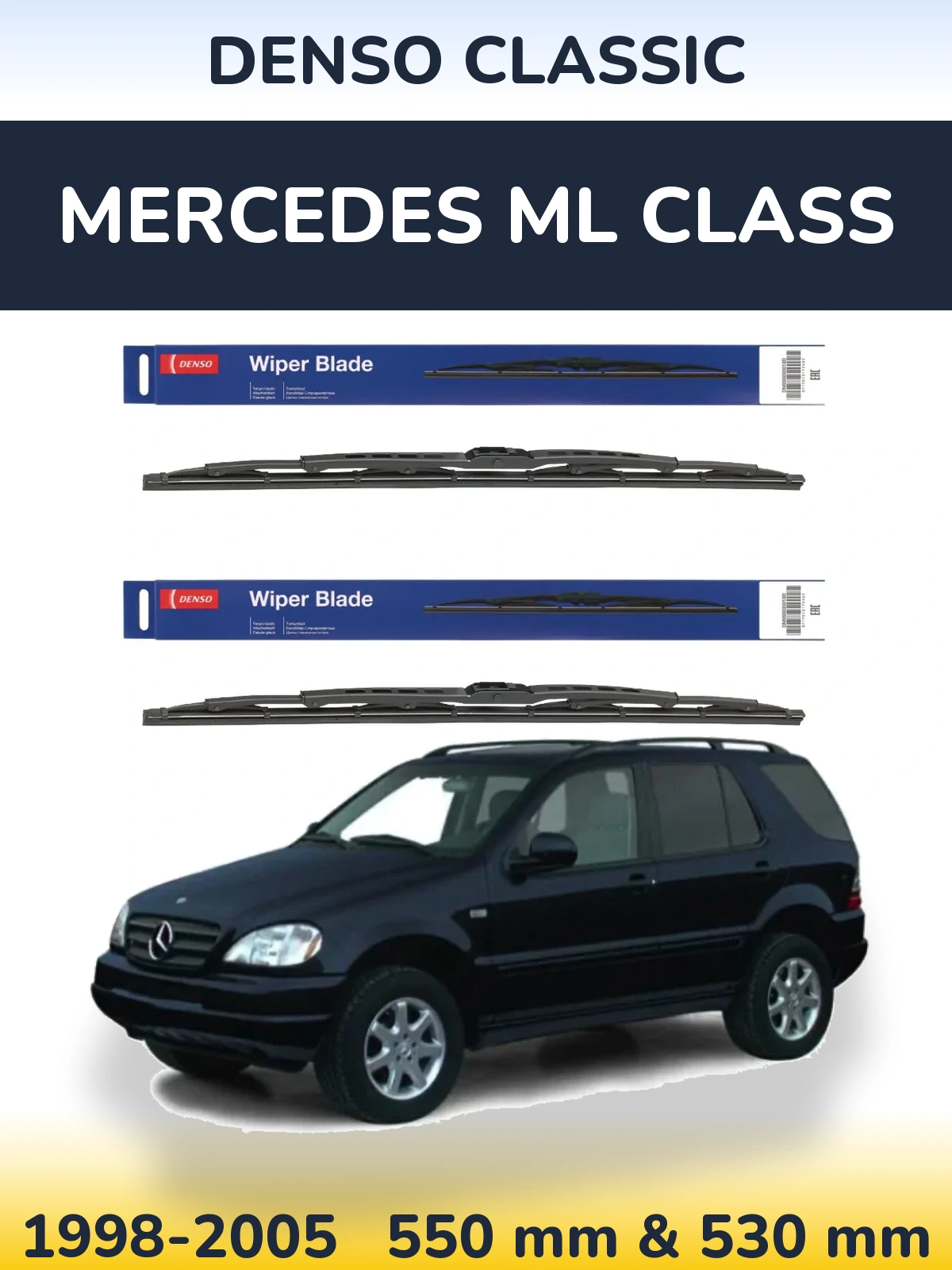 Komplet przednich wycieraczek Denso Classic 550 & 530 mm do Mercedes Klasa ML 1998-2005
