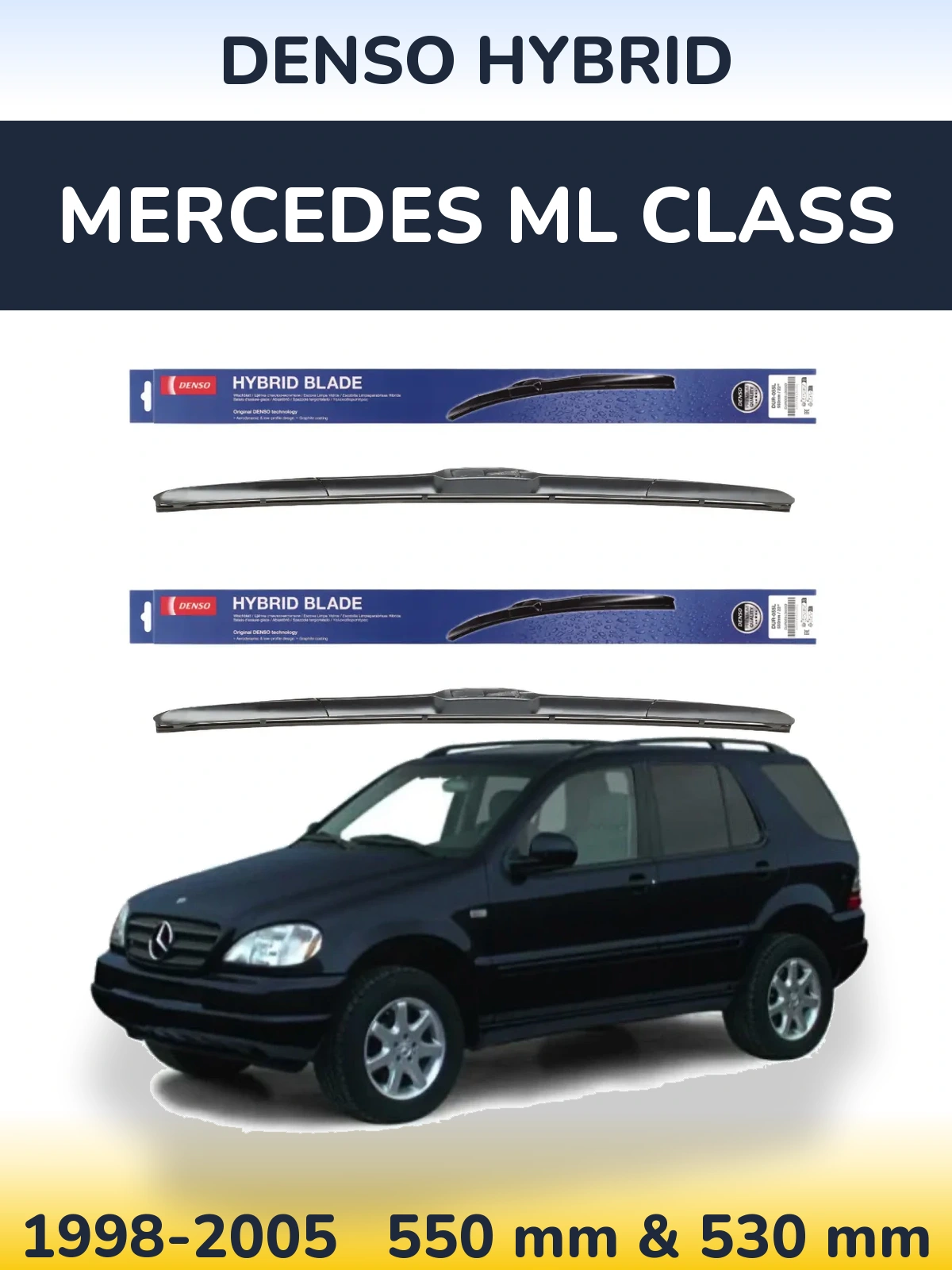 Комплект передних дворников Denso Hybrid 550 & 530 мм для Mercedes ML Class 1998-2005